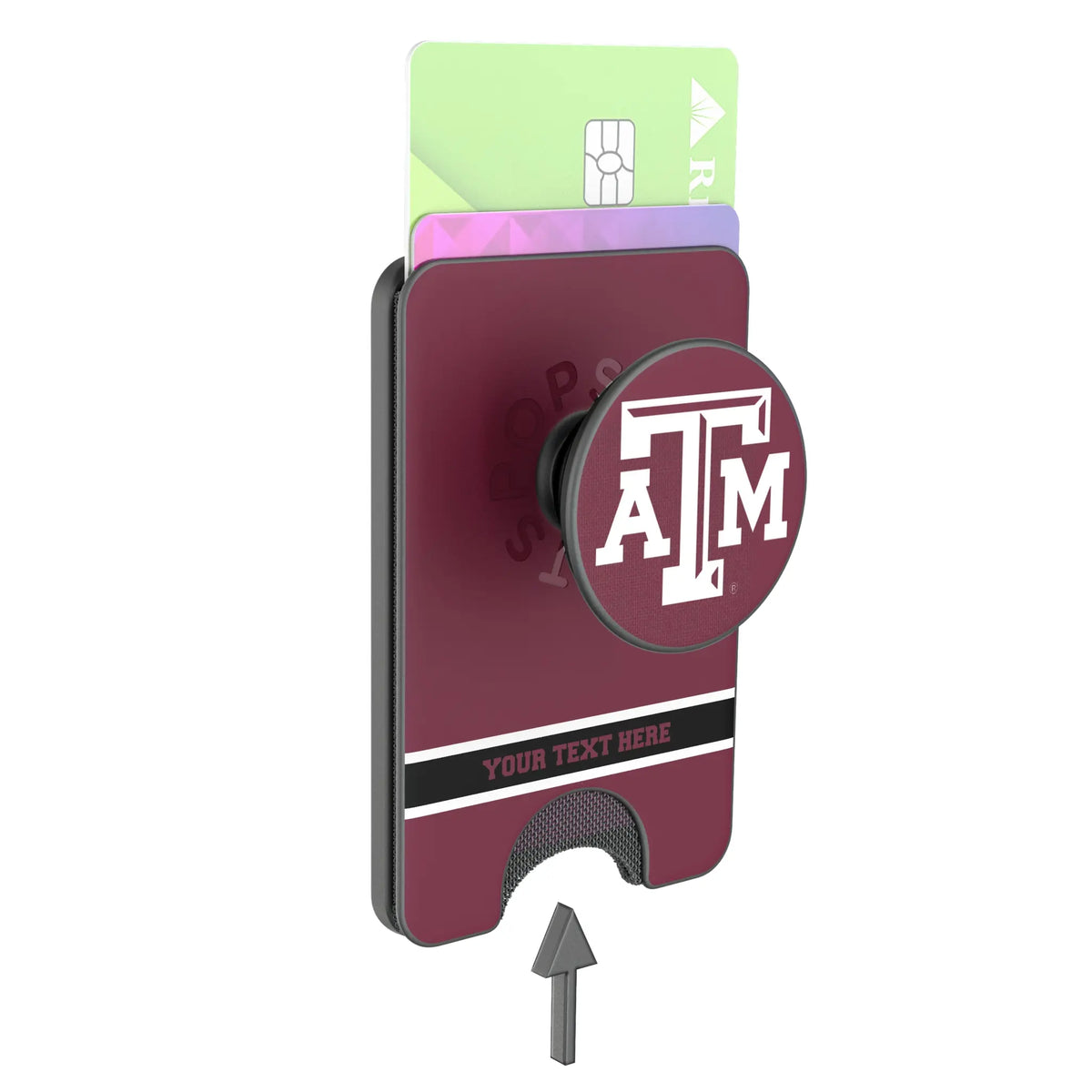 Texas A&M University Aggies Personalized Endzone Solid Popsockets Wallet Magnetic - Detail