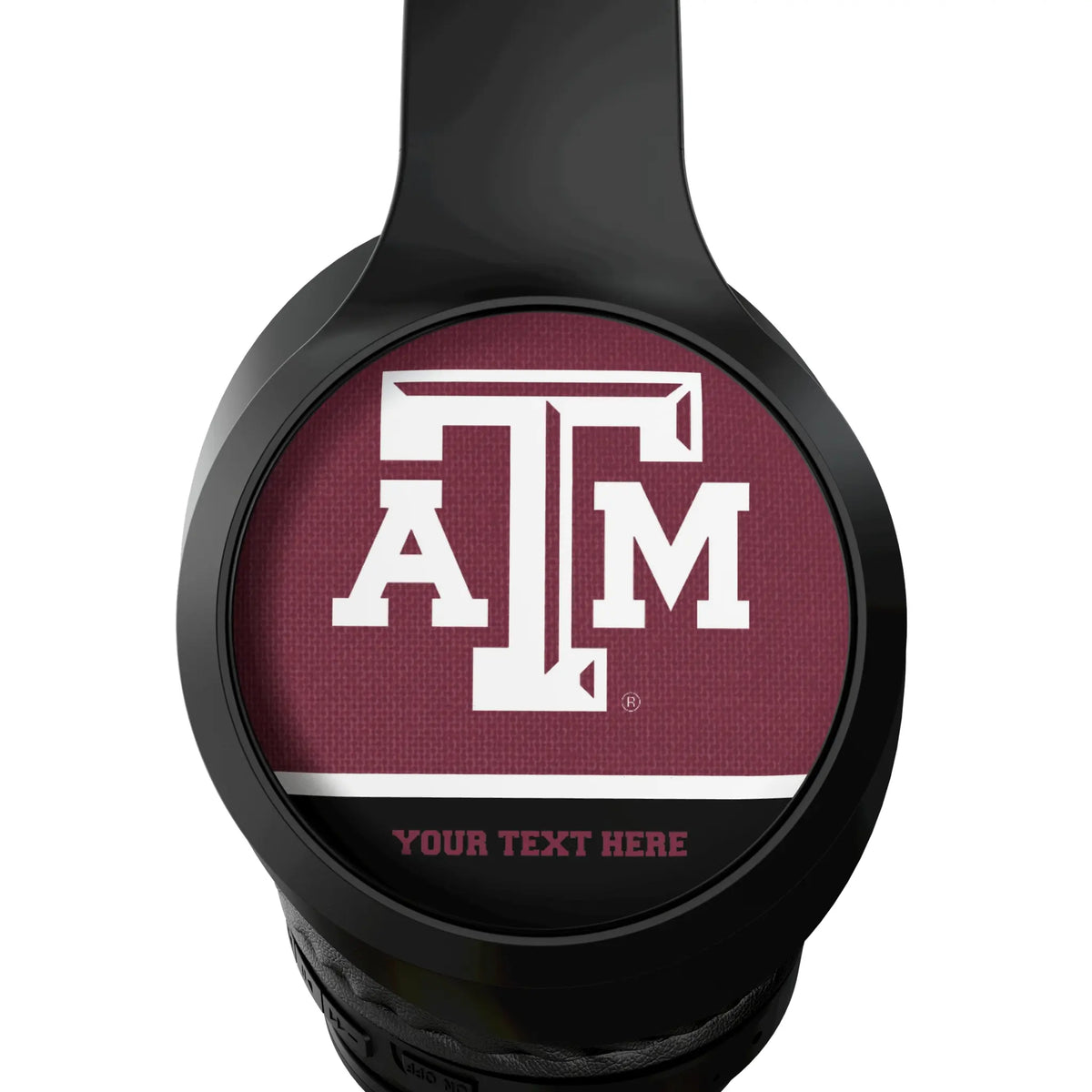 Texas A&M University Aggies Personalized Endzone Solid Wireless Over-Ear Headphones With Case - Detail