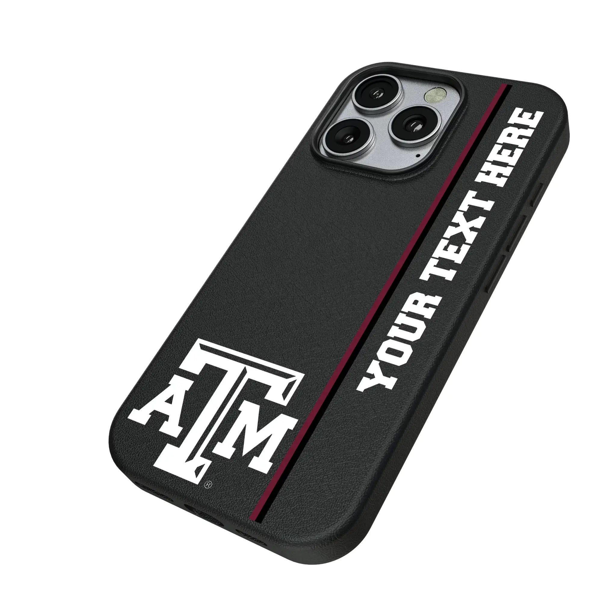 Texas A&M University Aggies Personalized Sidebard iPhone MagSafe Compatible Phone Case for Apple iPhone - Isometric View