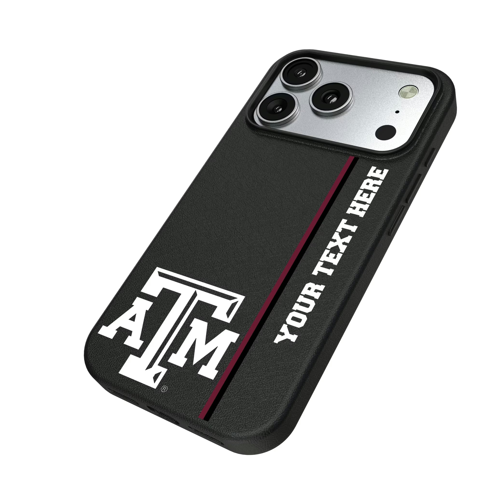 Texas A&M University Aggies Personalized Sidebard iPhone MagSafe Compatible Phone Case for Apple iPhone - Isometric View#Device_iPhone 17 Pro