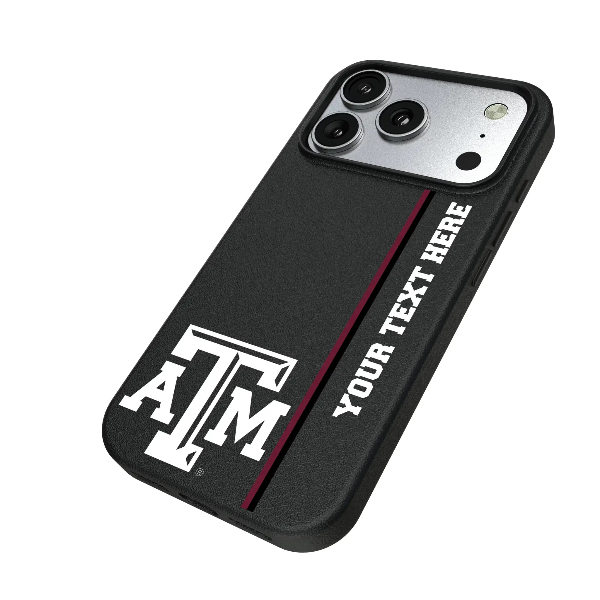 Texas A&M University Aggies Personalized Sidebard iPhone MagSafe Compatible Phone Case for Apple iPhone - Isometric View#Device_iPhone 17 Pro