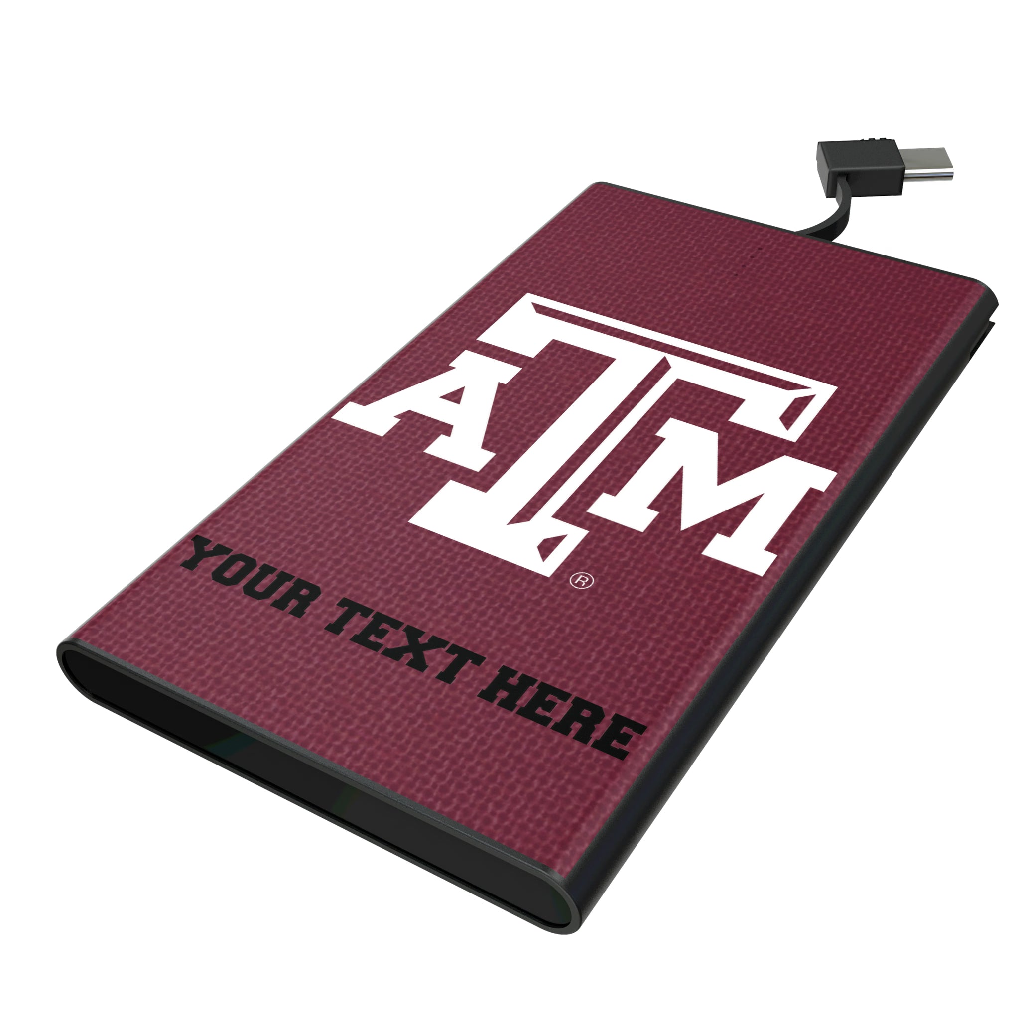 Texas A&M University Aggies Personalized Solid 5000mAh Flat Powerbank