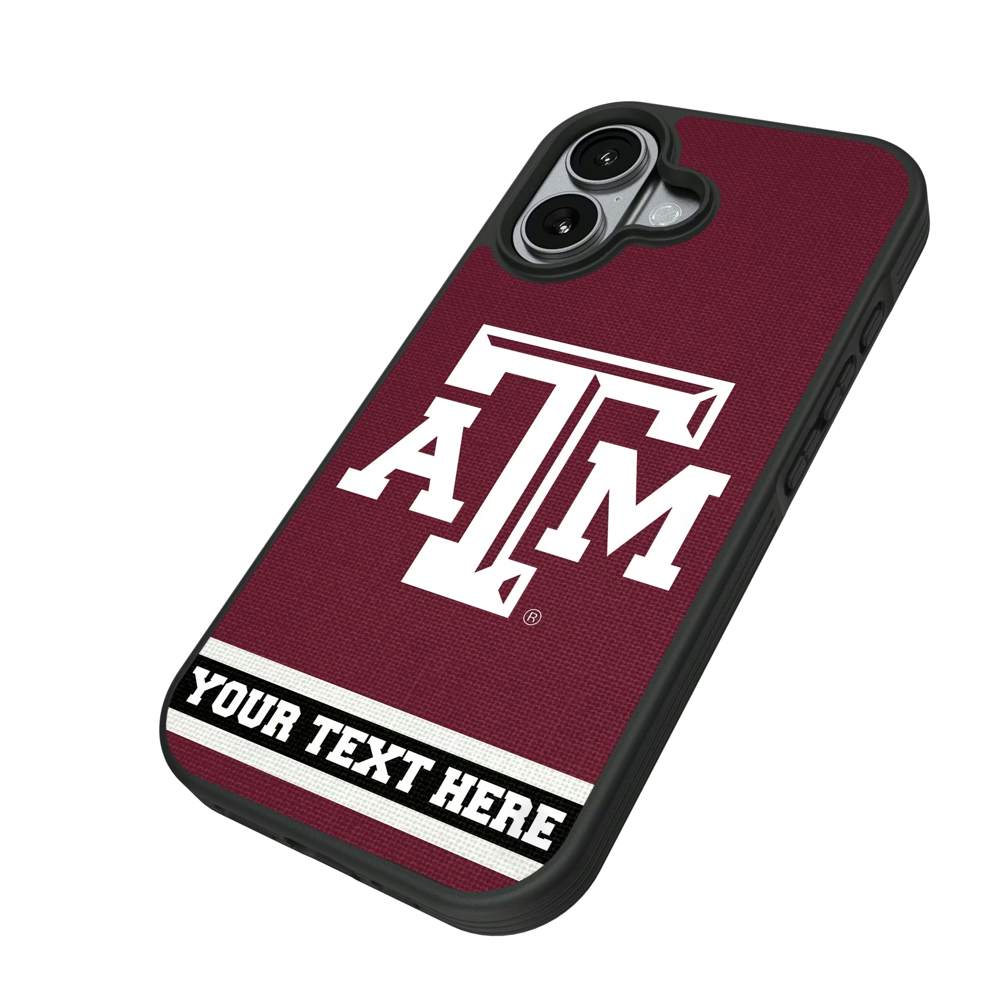 Texas A&M University Aggies Personalized Stripe iPhone Bump Phone Case for Apple iPhone - Isometric View#Device_iPhone 17