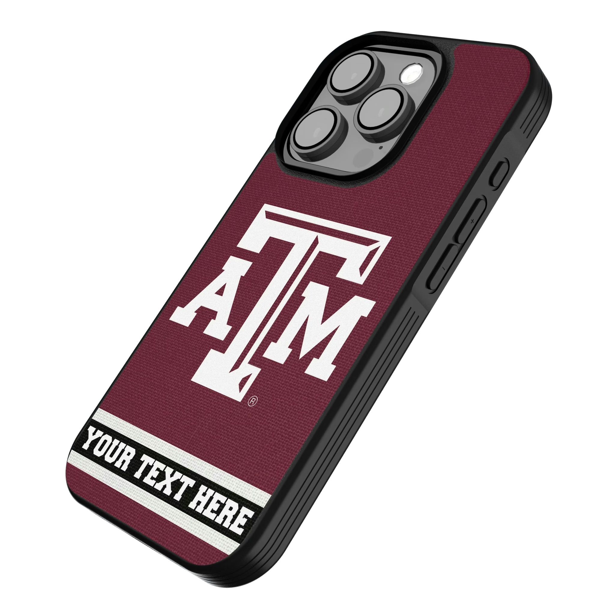 Texas A&M University Aggies Personalized Stripe iPhone Bump Phone Case for Apple iPhone - Isometric View