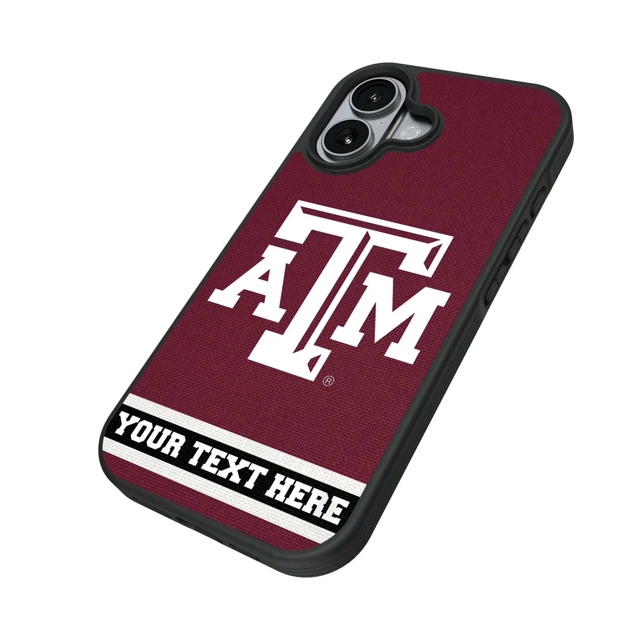 Texas A&M University Aggies Personalized Stripe iPhone Bump Phone Case for Apple iPhone - Isometric View#Device_iPhone 17