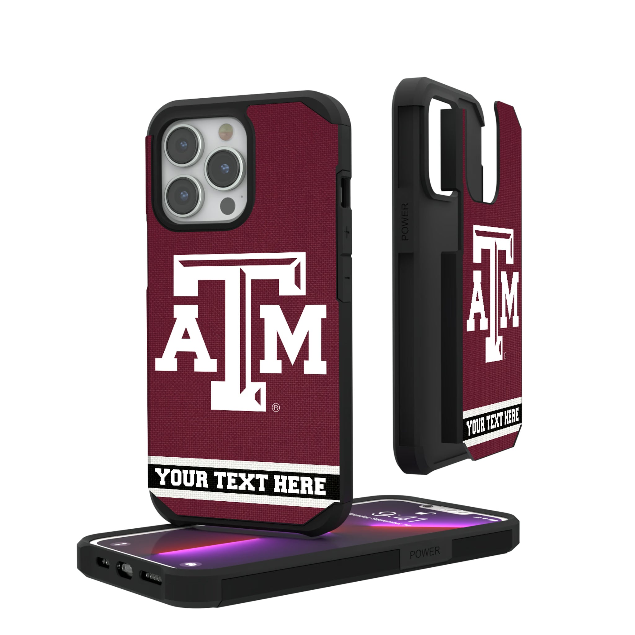 Texas A&M University Aggies Personalized Stripe iPhone Rugged Phone Case for Apple iPhone