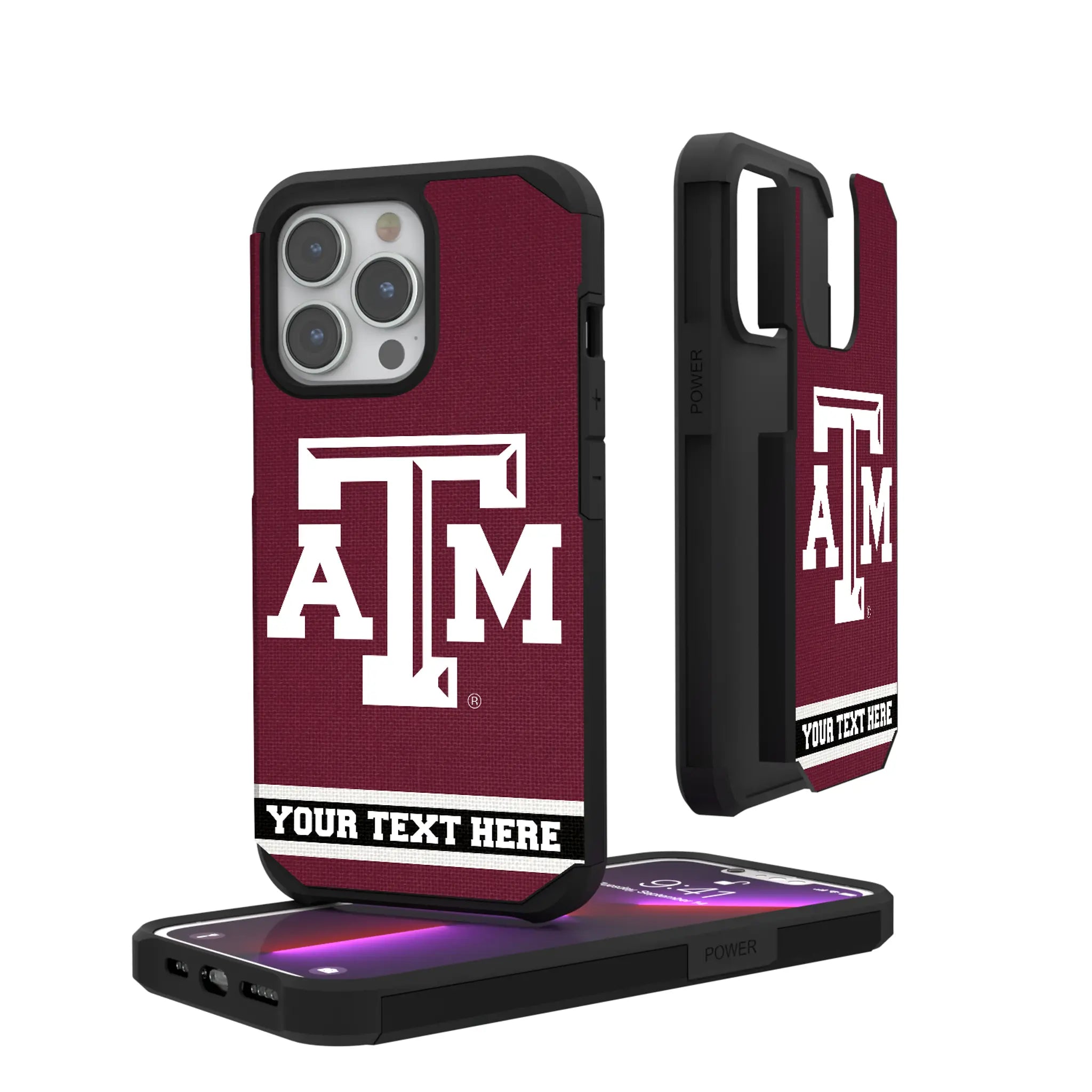 Texas A&M University Aggies Personalized Stripe iPhone Rugged Phone Case for Apple iPhone