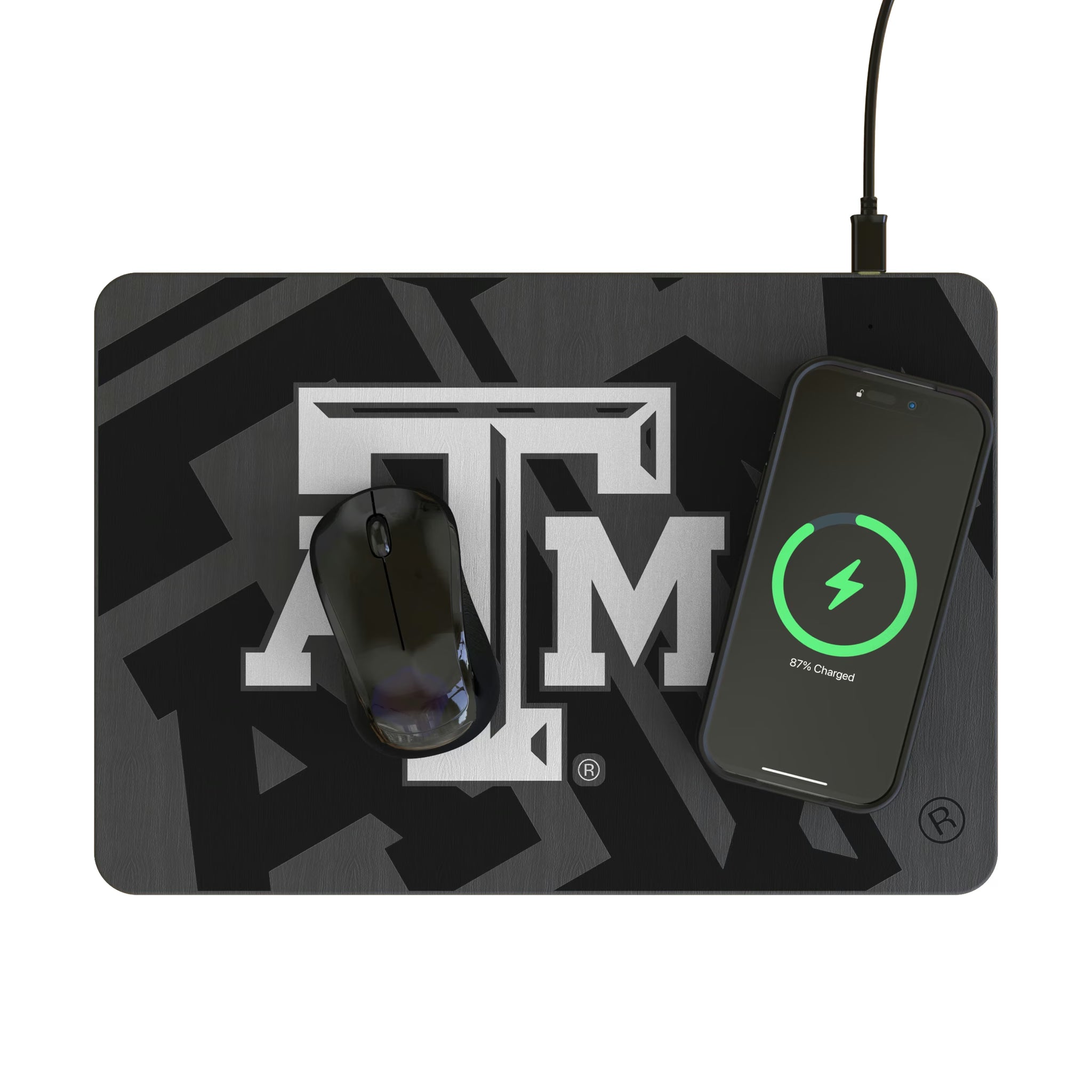 Texas A&M University Aggies Personalized Tilt 15-Watt Wireless Charger and Mouse Pad - Lifestyle
