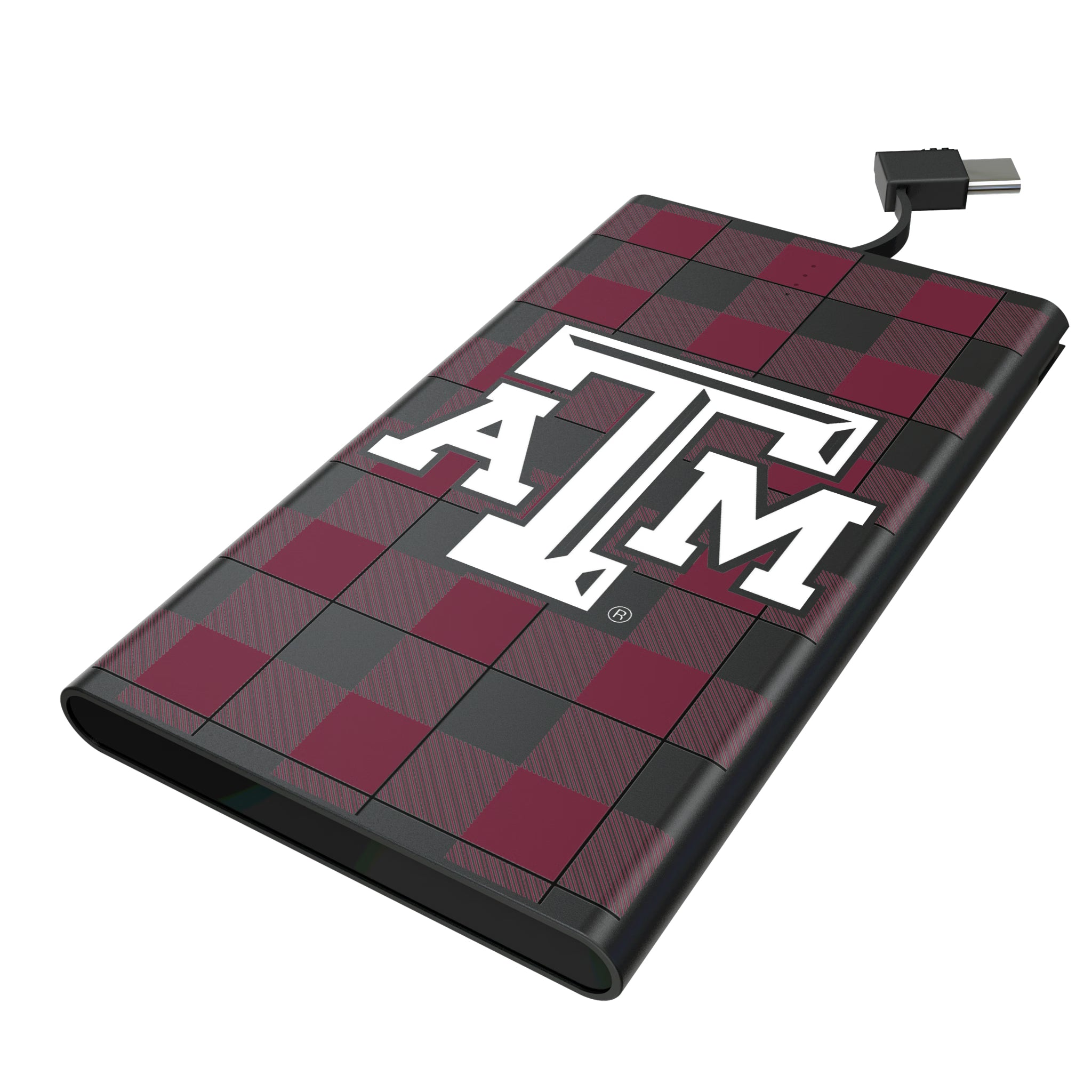 Texas A&M University Aggies Plaid 5000mAh Flat Powerbank