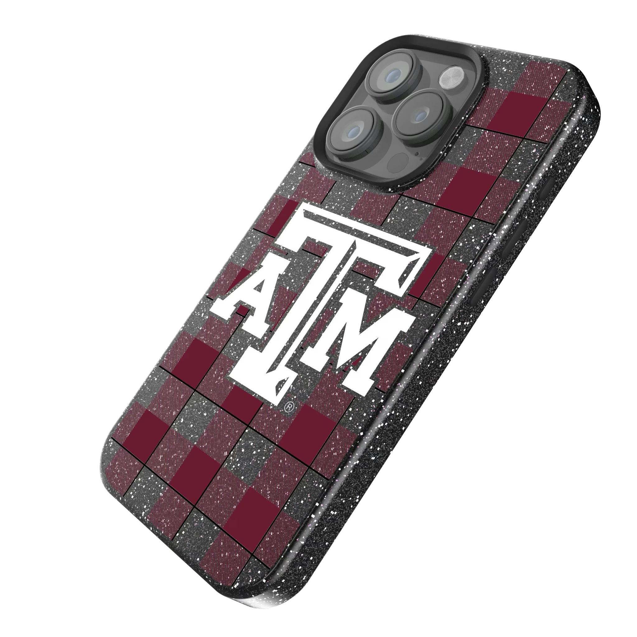 Texas A&M University Aggies Plaid iPhone Bling Phone Case for Apple iPhone - Isometric View
