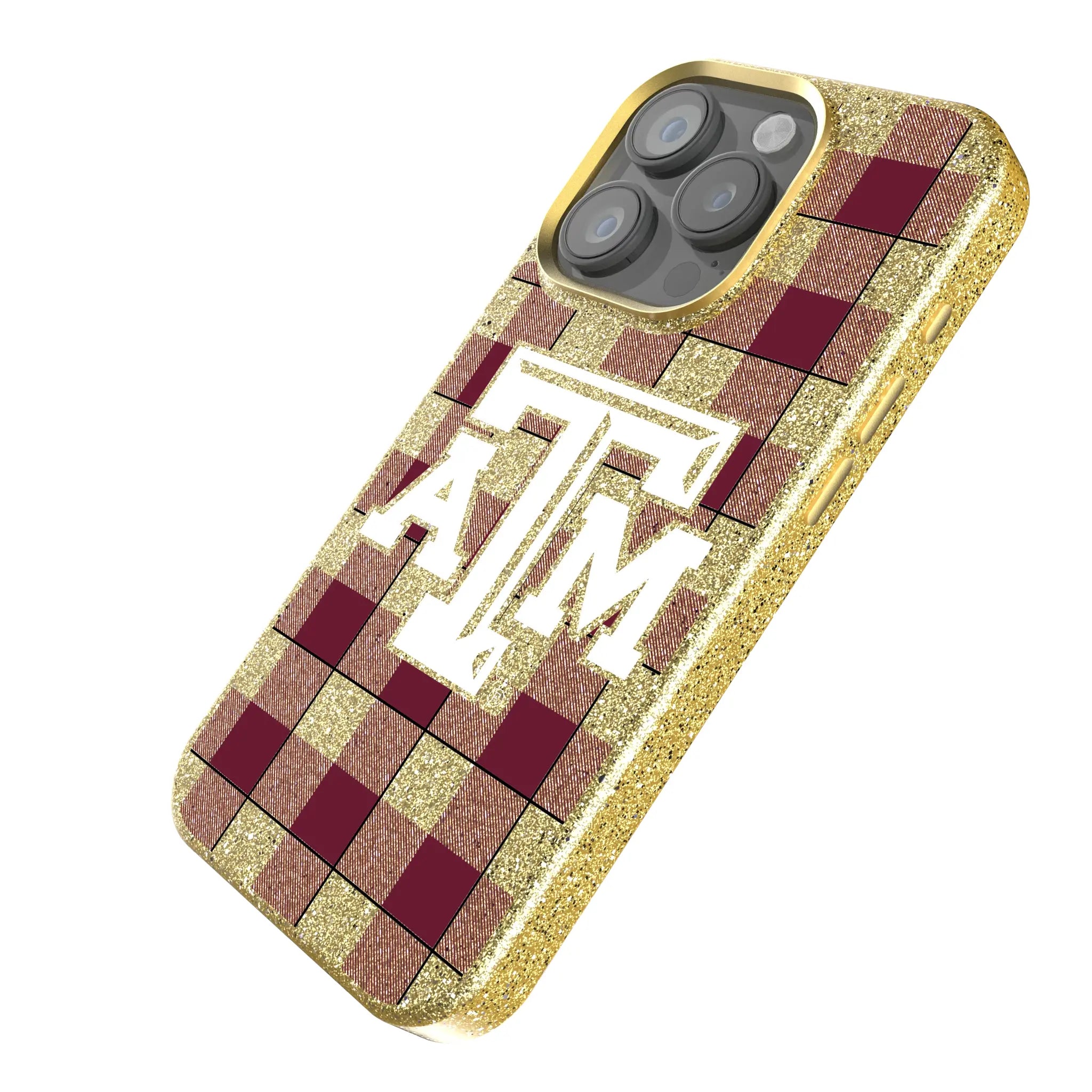 Texas A&M University Aggies Plaid iPhone Bling Phone Case for Apple iPhone - Isometric View