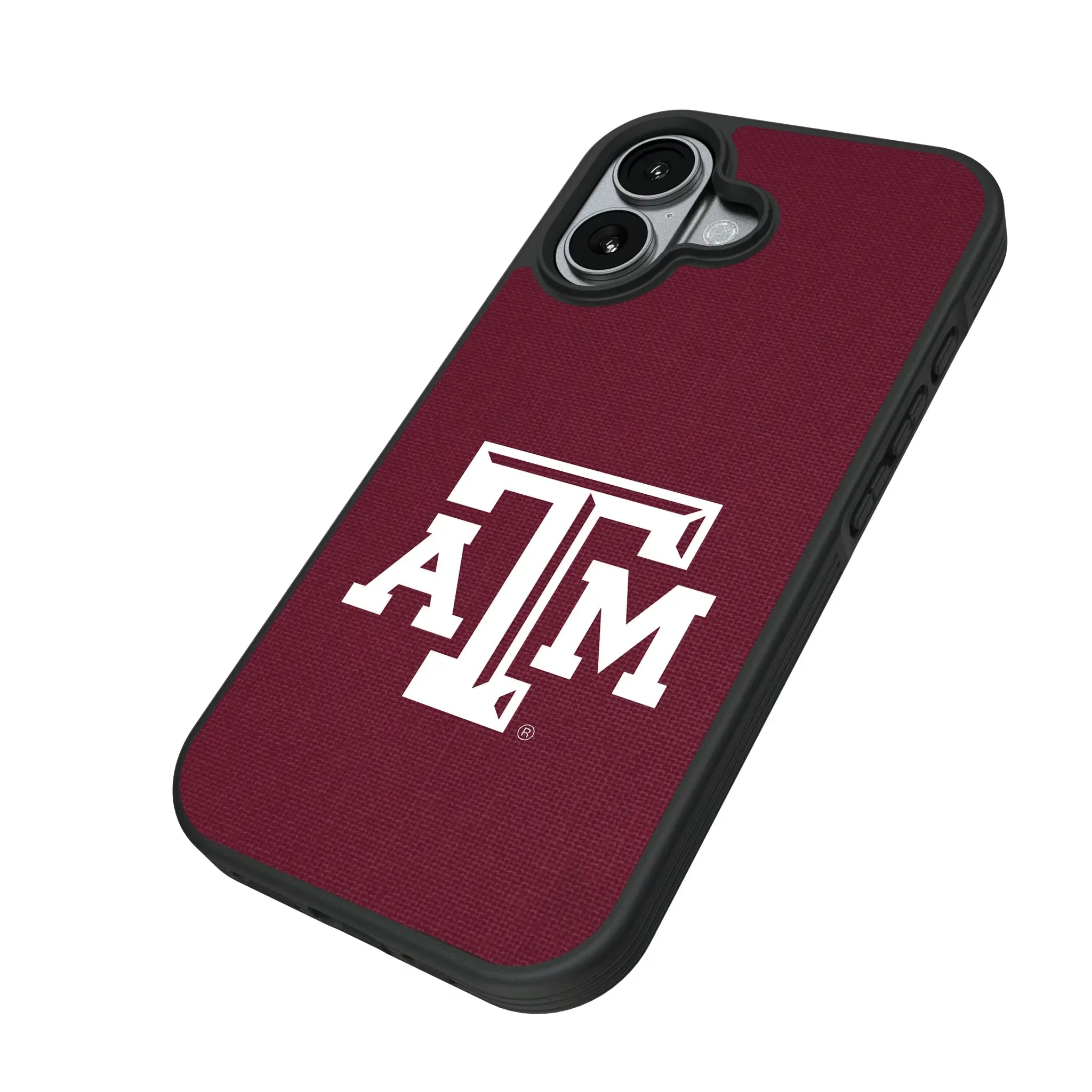 Texas A&M University Aggies Solid iPhone Bump Phone Case for Apple iPhone - Isometric View#Device_iPhone 17