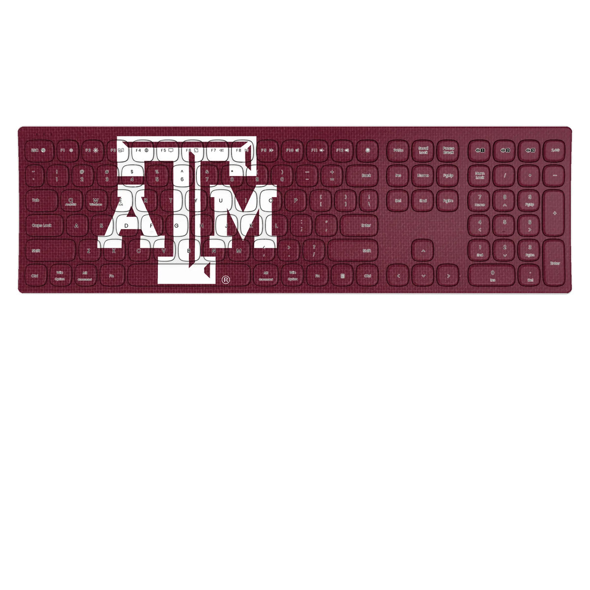 Texas A&M University Aggies Solid KKB605 Curved Wireless Keyboard
