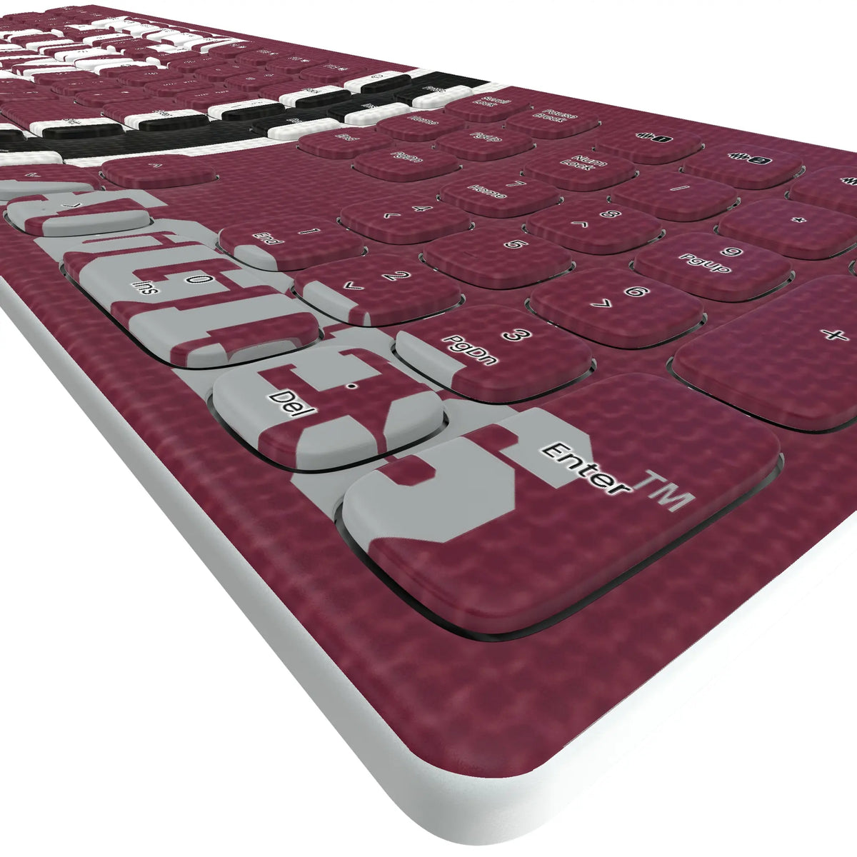 Texas A&M University Aggies Stripe KKB605 Curved Wireless Keyboard - Detail
