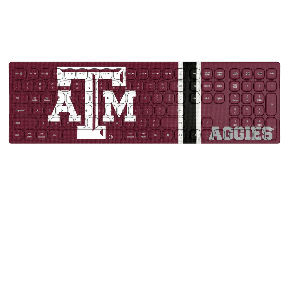 Texas A&M University Aggies Stripe KKB605 Curved Wireless Keyboard