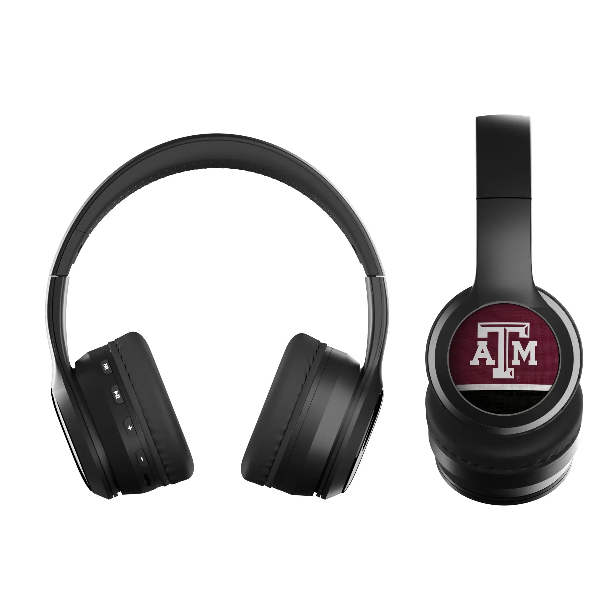 Texas A&M University Aggies Stripe Wireless Over-Ear BT Headphones With Case