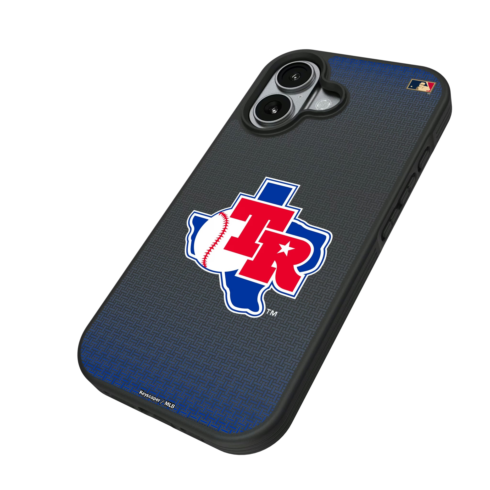 Texas Rangers 1981-1983 - Cooperstown Collection Linen iPhone Bump Phone Case for Apple iPhone - Isometric View#Device_iPhone 17