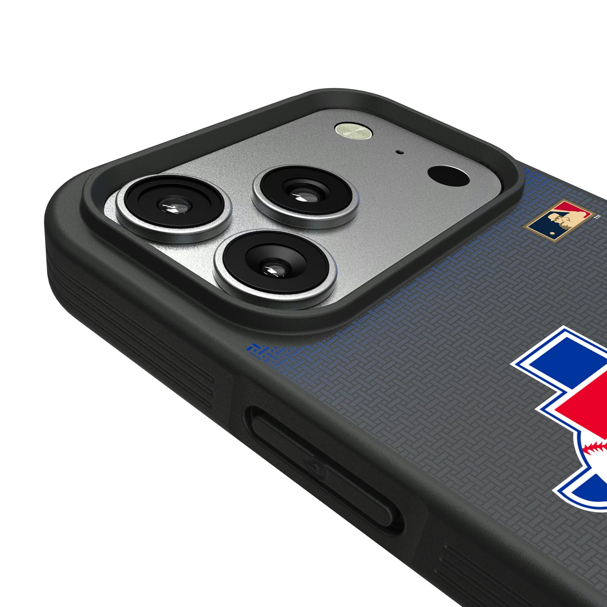 Texas Rangers 1981-1983 - Cooperstown Collection Linen iPhone Bump Phone Case for Apple iPhone - Detail#Device_iPhone 17 Pro