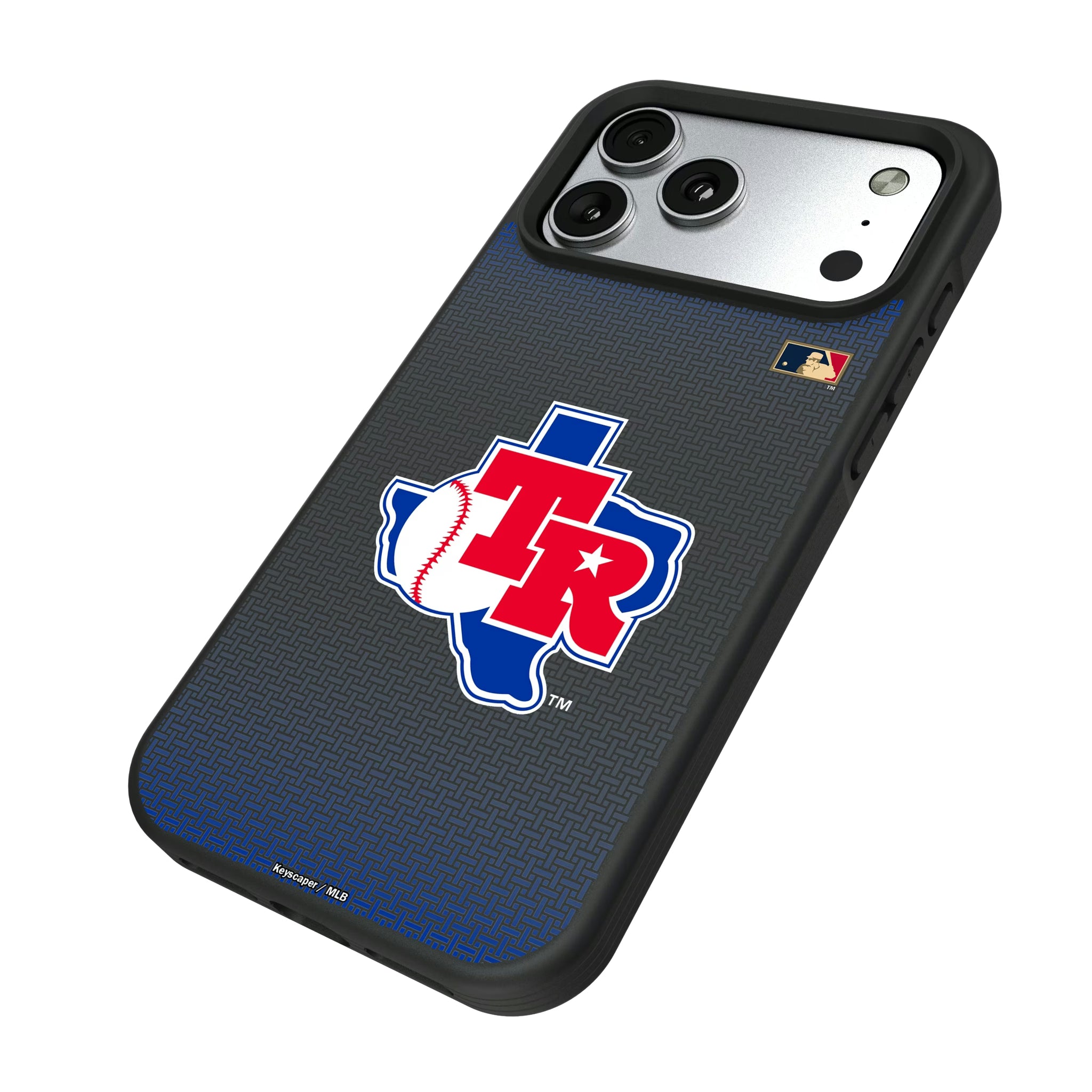 Texas Rangers 1981-1983 - Cooperstown Collection Linen iPhone Bump Phone Case for Apple iPhone - Isometric View#Device_iPhone 17 Pro Max