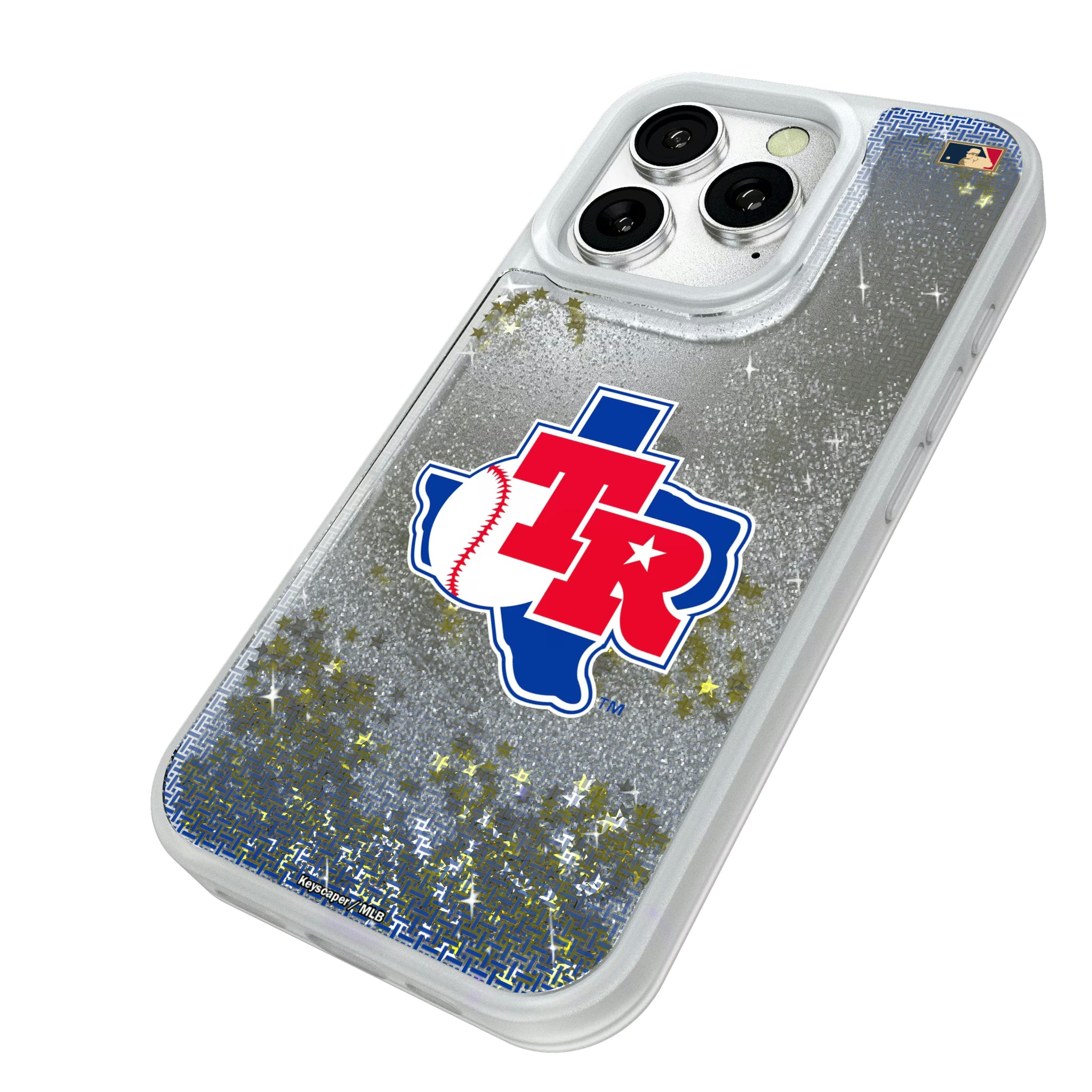 Texas Rangers 1981-1983 - Cooperstown Collection Linen iPhone Glitter Phone Case for Apple iPhone - Isometric View#Device_iPhone 16 Pro