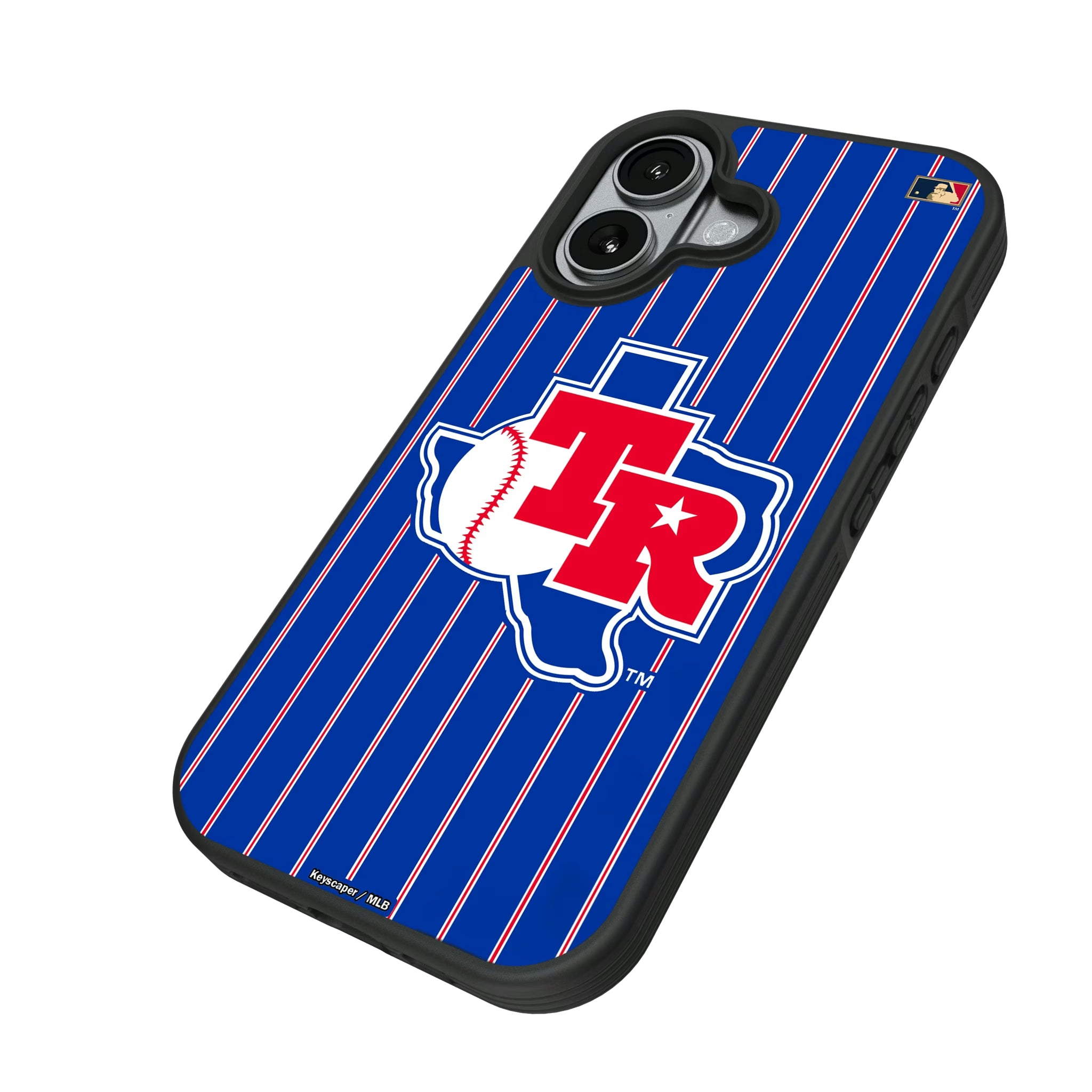 Texas Rangers 1981-1983 - Cooperstown Collection Pinstripe iPhone Bump Phone Case for Apple iPhone - Isometric View#Device_iPhone 17