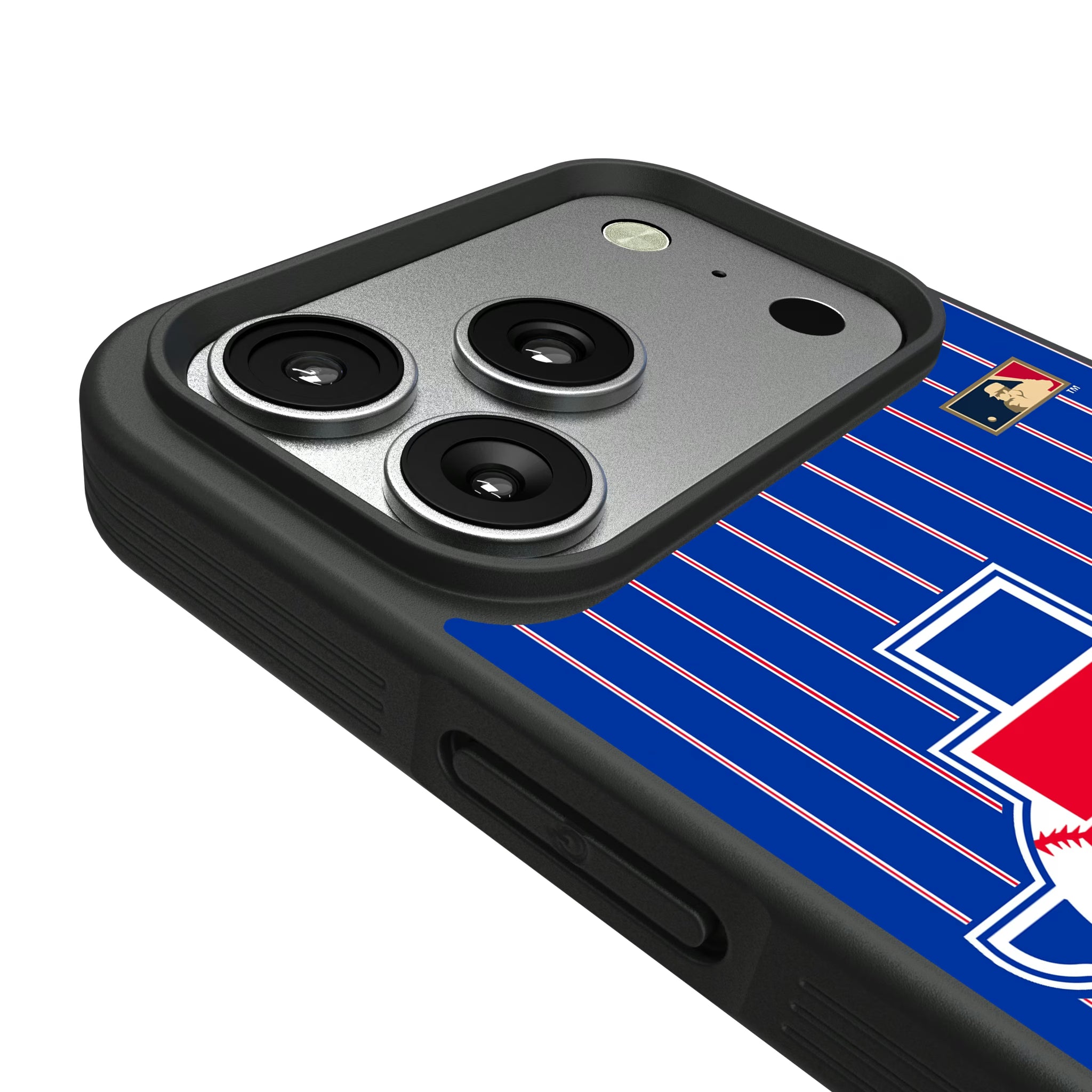 Texas Rangers 1981-1983 - Cooperstown Collection Pinstripe iPhone Bump Phone Case for Apple iPhone - Detail#Device_iPhone 17 Pro