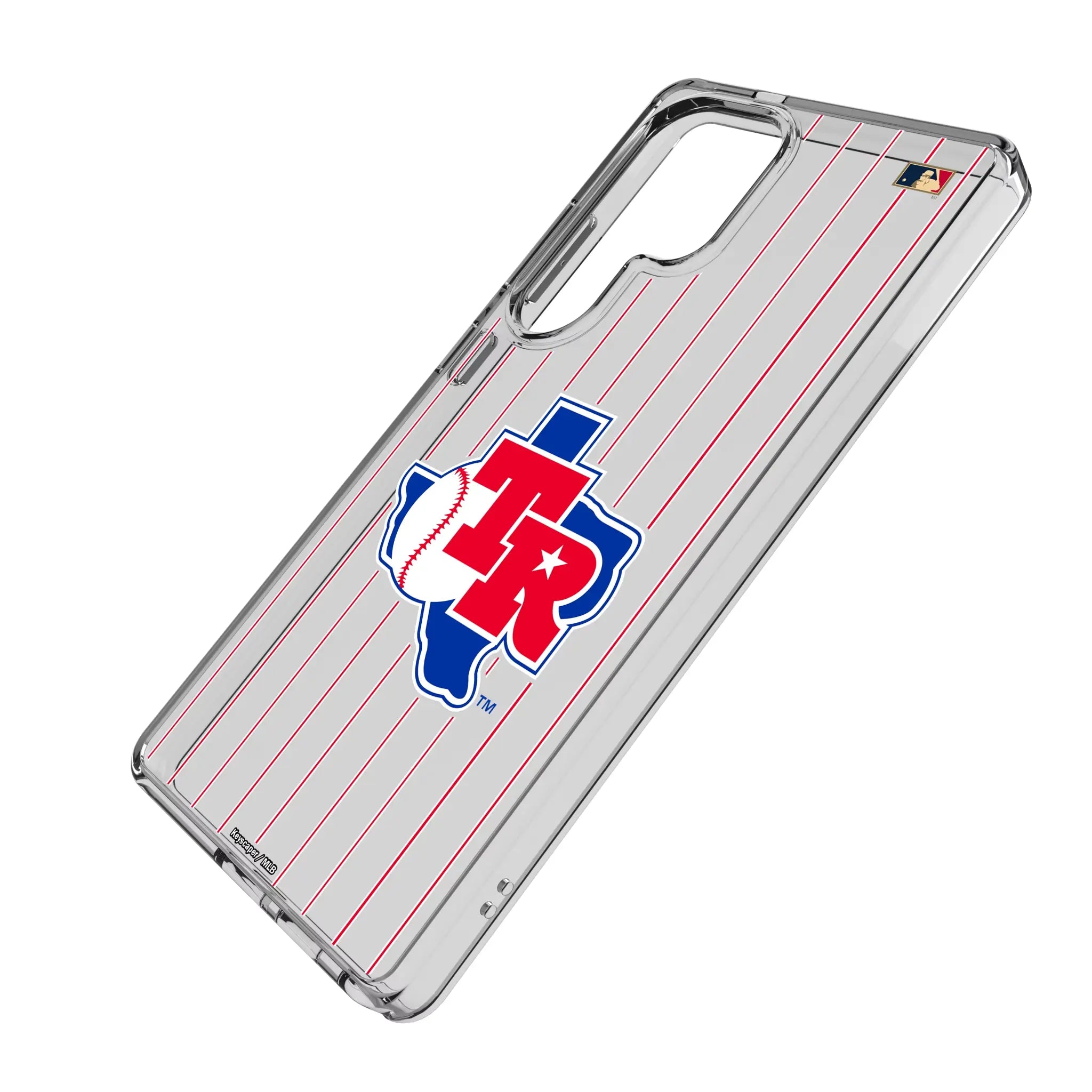 Texas Rangers 1981-1983 - Cooperstown Collection Pinstripe Galaxy Clear Phone Case for Samsung Galaxy - Isometric View#Device_Galaxy S25 Ultra