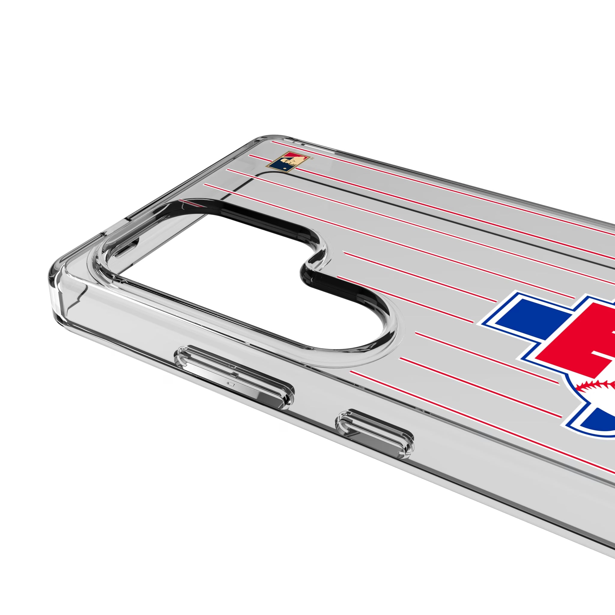 Texas Rangers 1981-1983 - Cooperstown Collection Pinstripe Galaxy Clear Phone Case for Samsung Galaxy - Detail