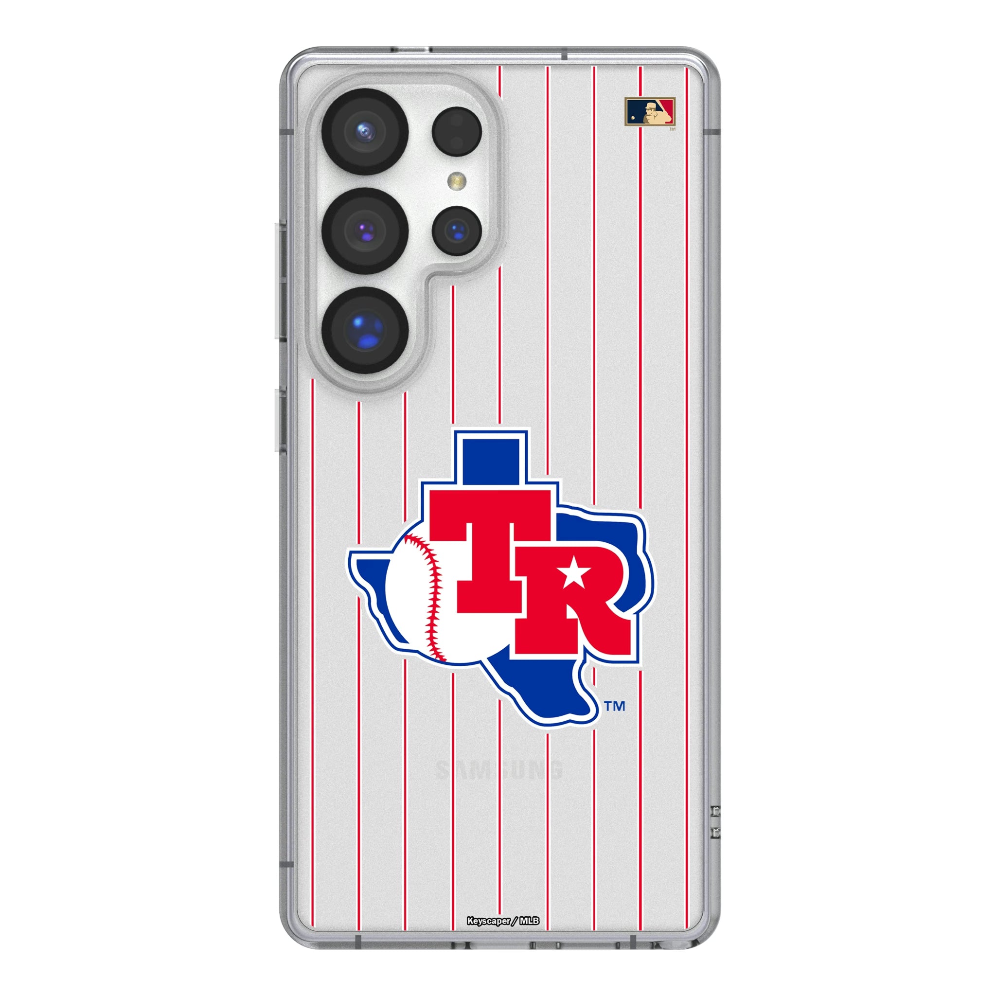Texas Rangers 1981-1983 - Cooperstown Collection Pinstripe Galaxy Clear Phone Case for Samsung Galaxy