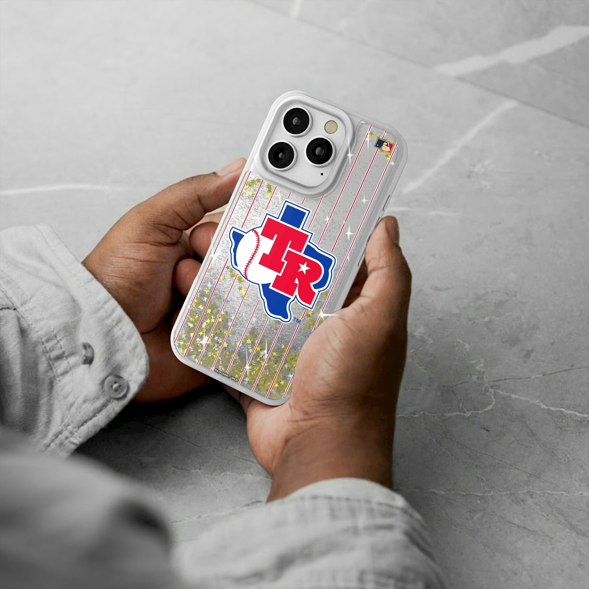 Texas Rangers 1981-1983 - Cooperstown Collection Pinstripe iPhone Glitter Phone Case for Apple iPhone - Lifestyle#Device_iPhone 16 Pro