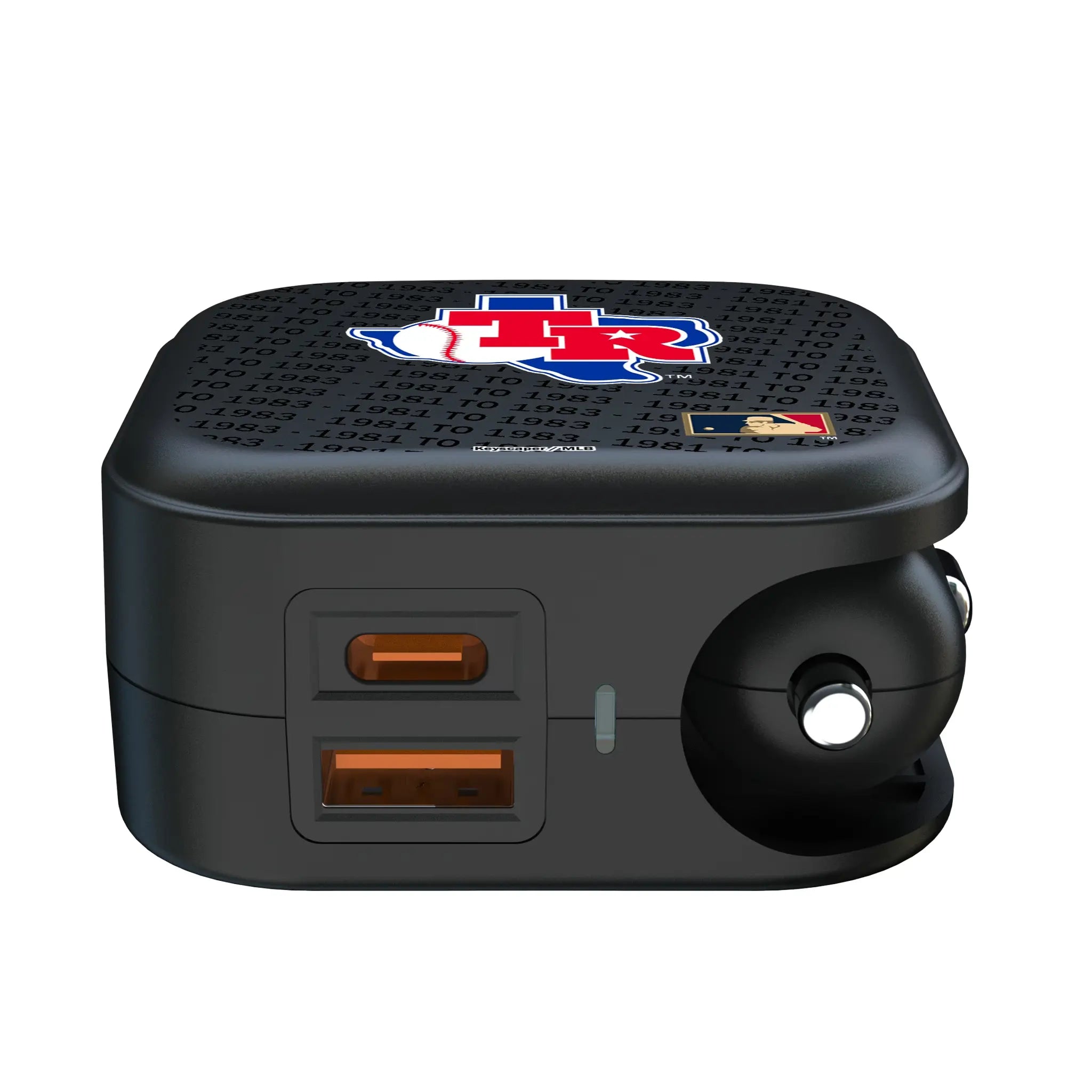 Texas Rangers 1981-1983 - Cooperstown Collection Text Backdrop 2 in 1 USB A/C Charger