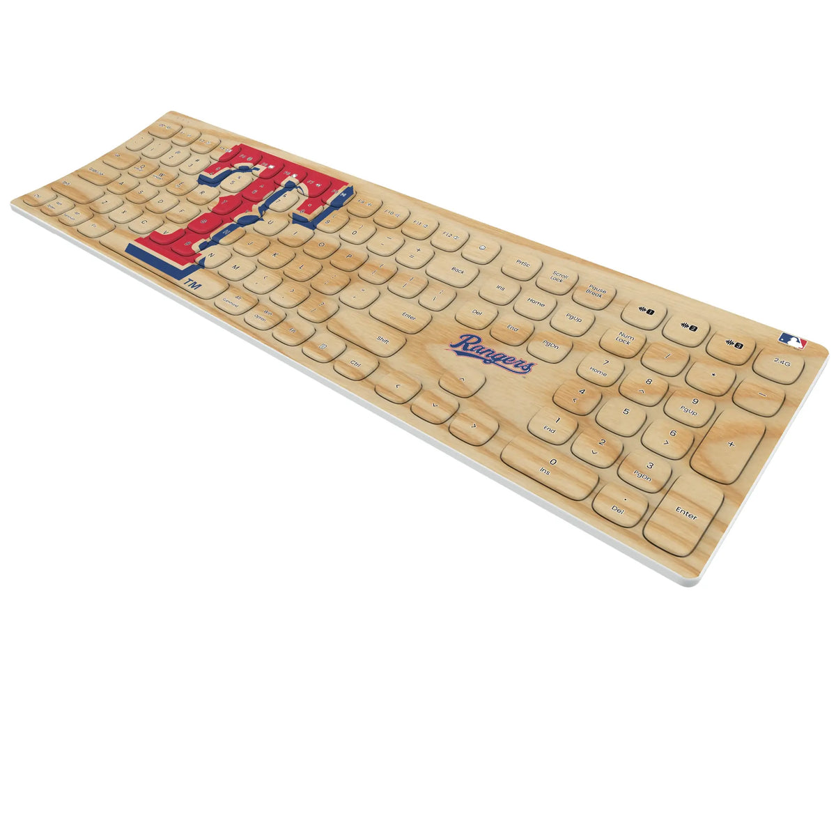 Texas Rangers Baseball Bat KKB605 Curved Wireless Keyboard - Isometric View