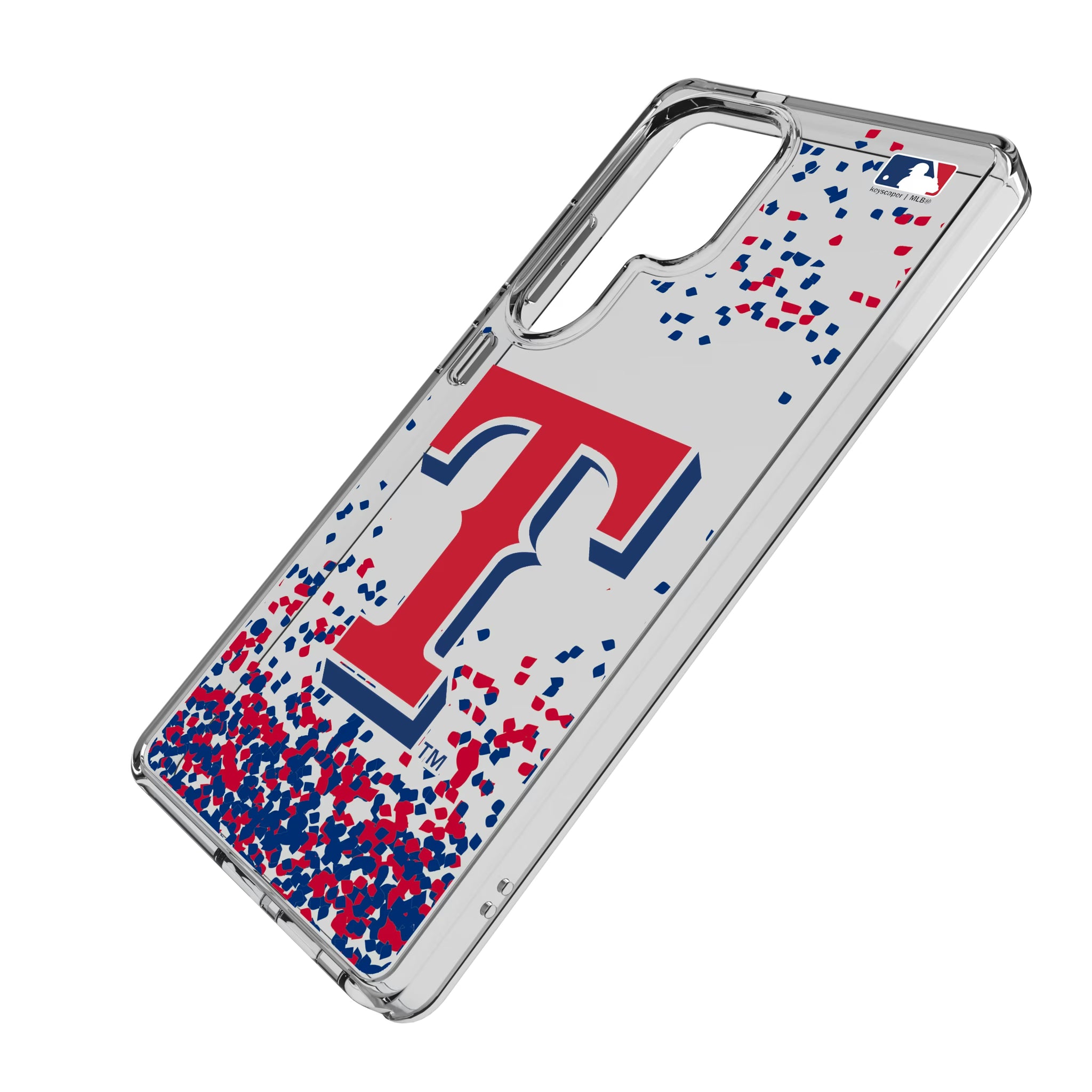 Texas Rangers Confetti Galaxy Clear Phone Case for Samsung Galaxy - Isometric View