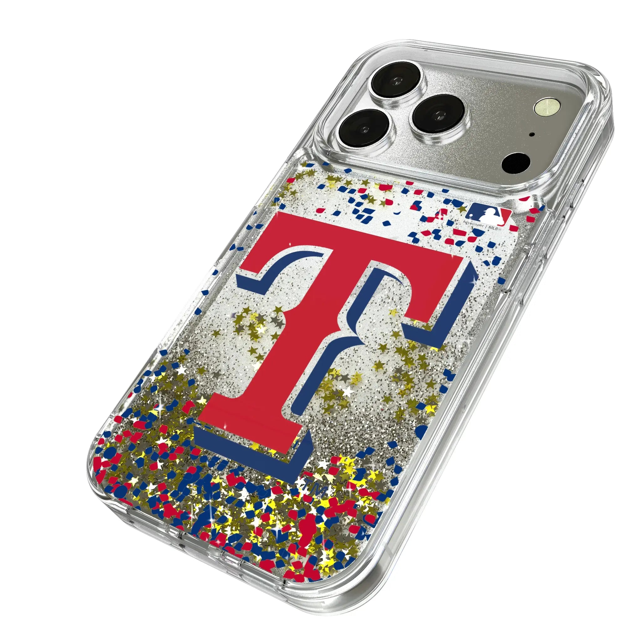 Texas Rangers Confetti iPhone Glitter Phone Case for Apple iPhone - Isometric View