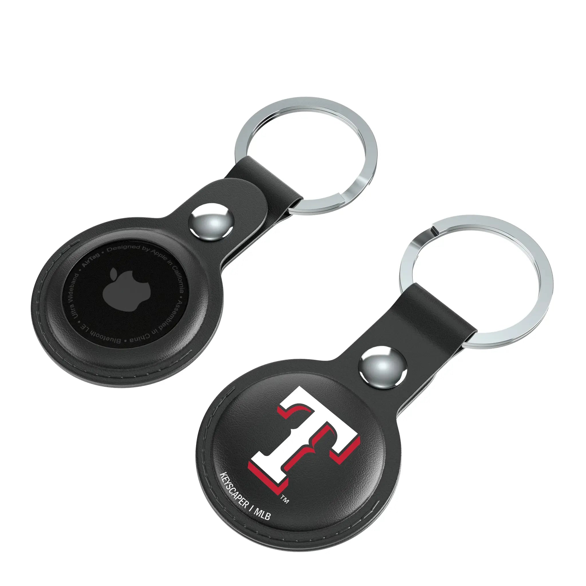 Texas Rangers Insignia AirTag Black Airtag Holder 2-Pack - Isometric View