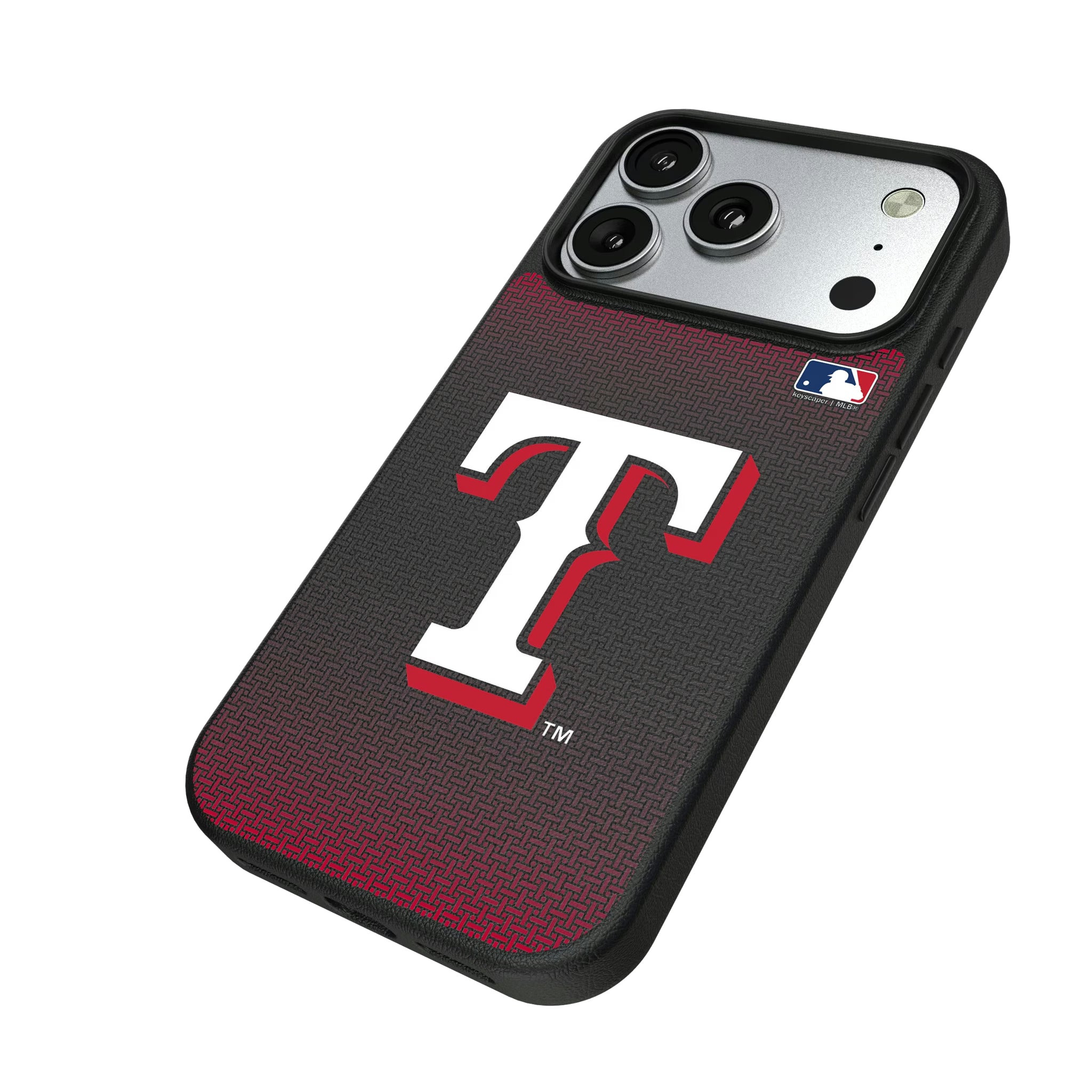 Texas Rangers Linen iPhone MagSafe Compatible Phone Case for Apple iPhone - Isometric View#Device_iPhone 17 Pro