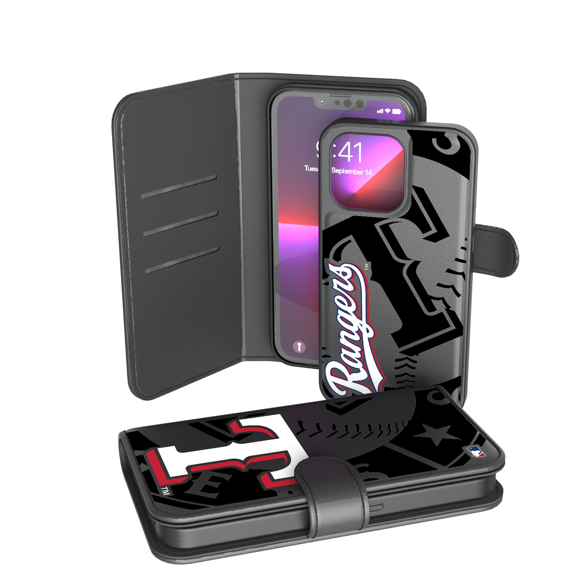 Texas Rangers Monocolor Tilt iPhone Wallet Phone Case for Apple iPhone