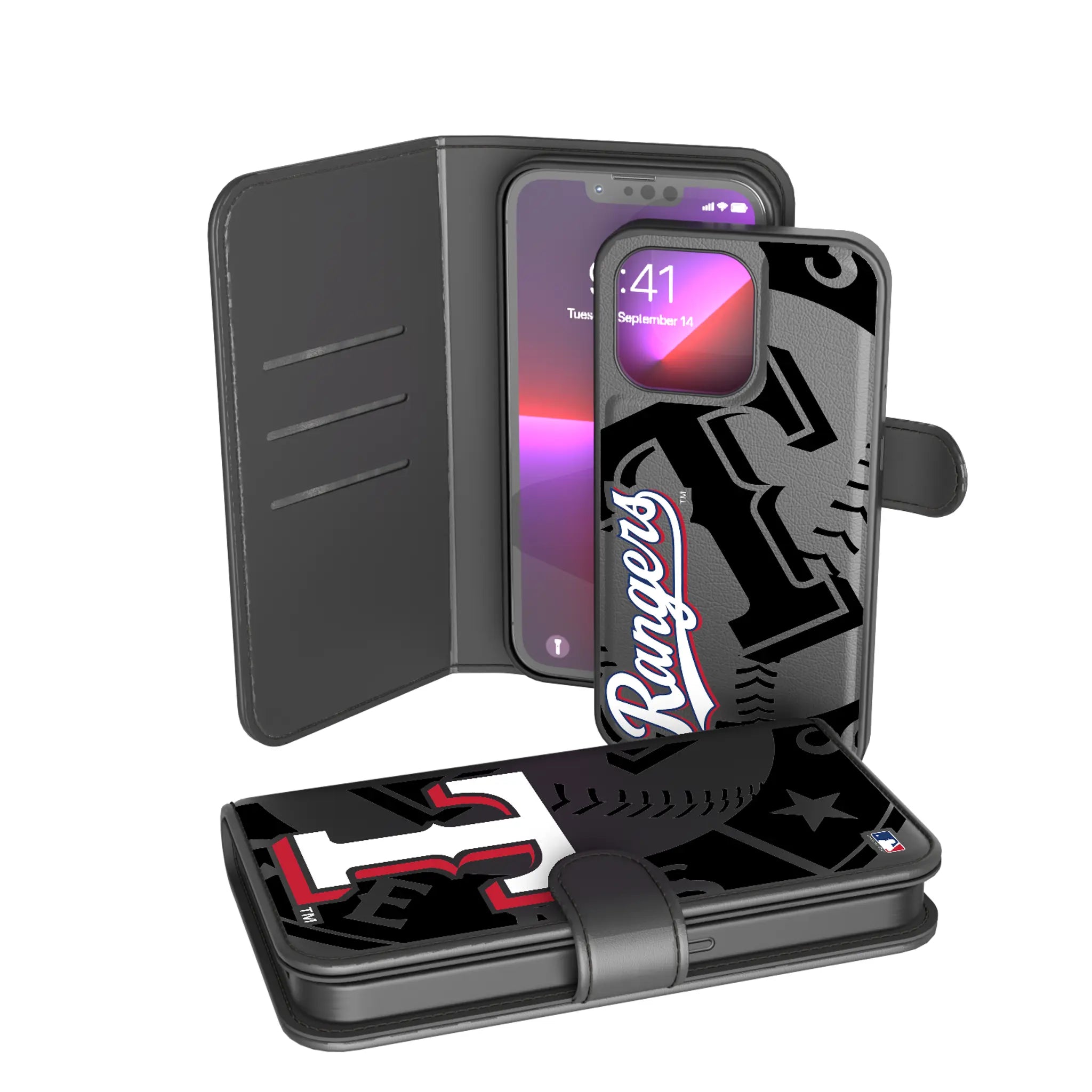 Texas Rangers Monocolor Tilt iPhone Wallet Phone Case for Apple iPhone