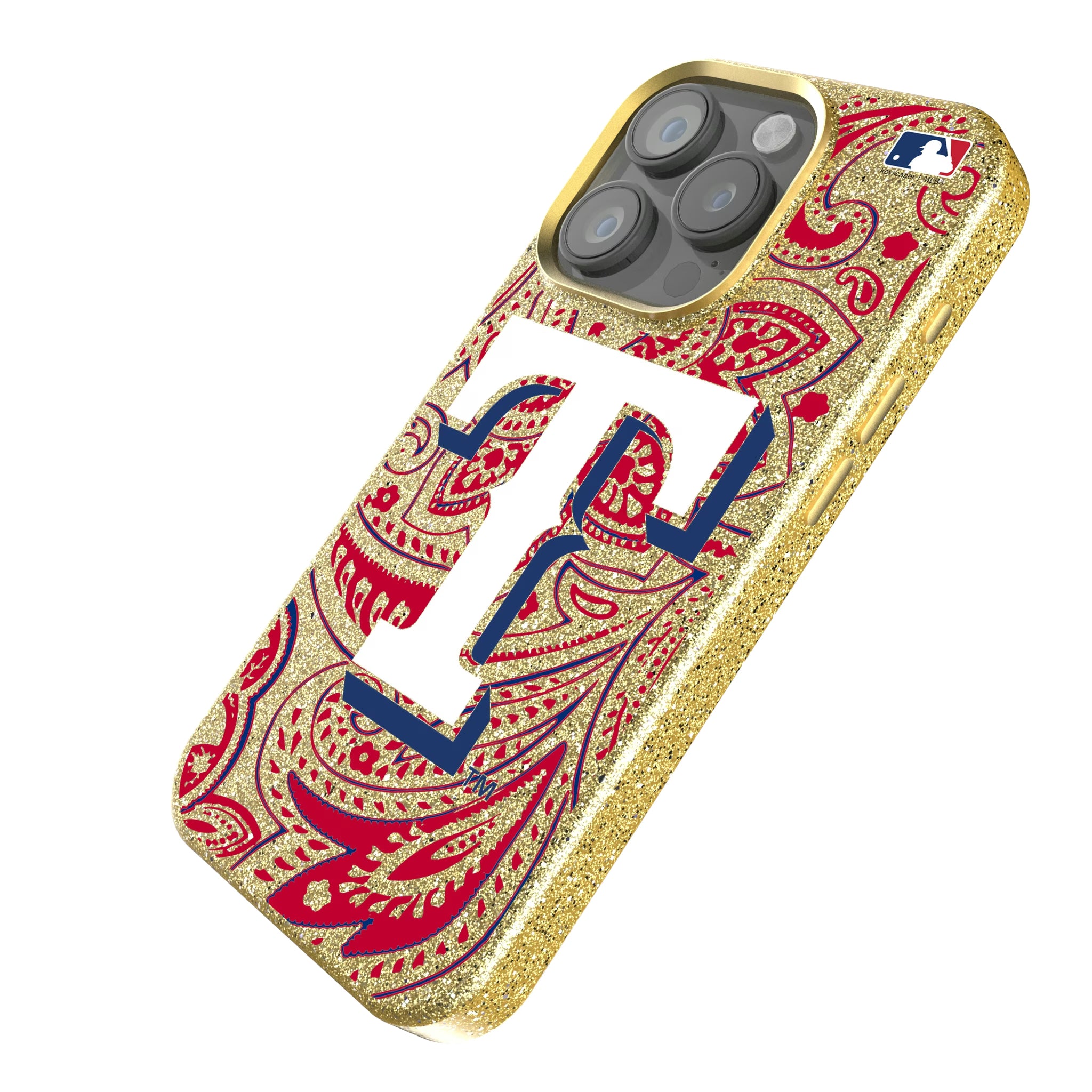 Texas Rangers Paisley iPhone Bling Phone Case for Apple iPhone - Isometric View