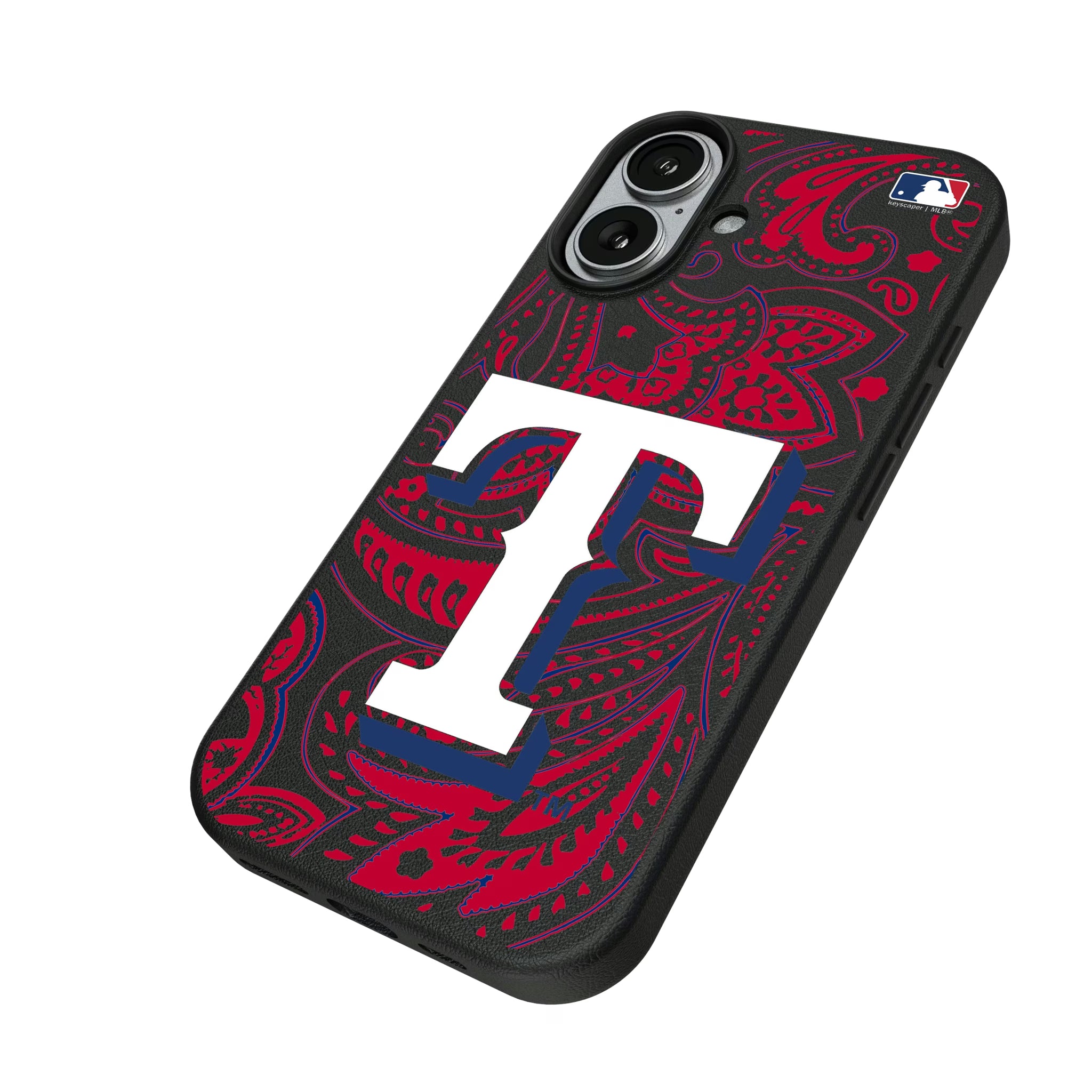 Texas Rangers Paisley iPhone MagSafe Compatible Phone Case for Apple iPhone - Isometric View#Device_iPhone 17