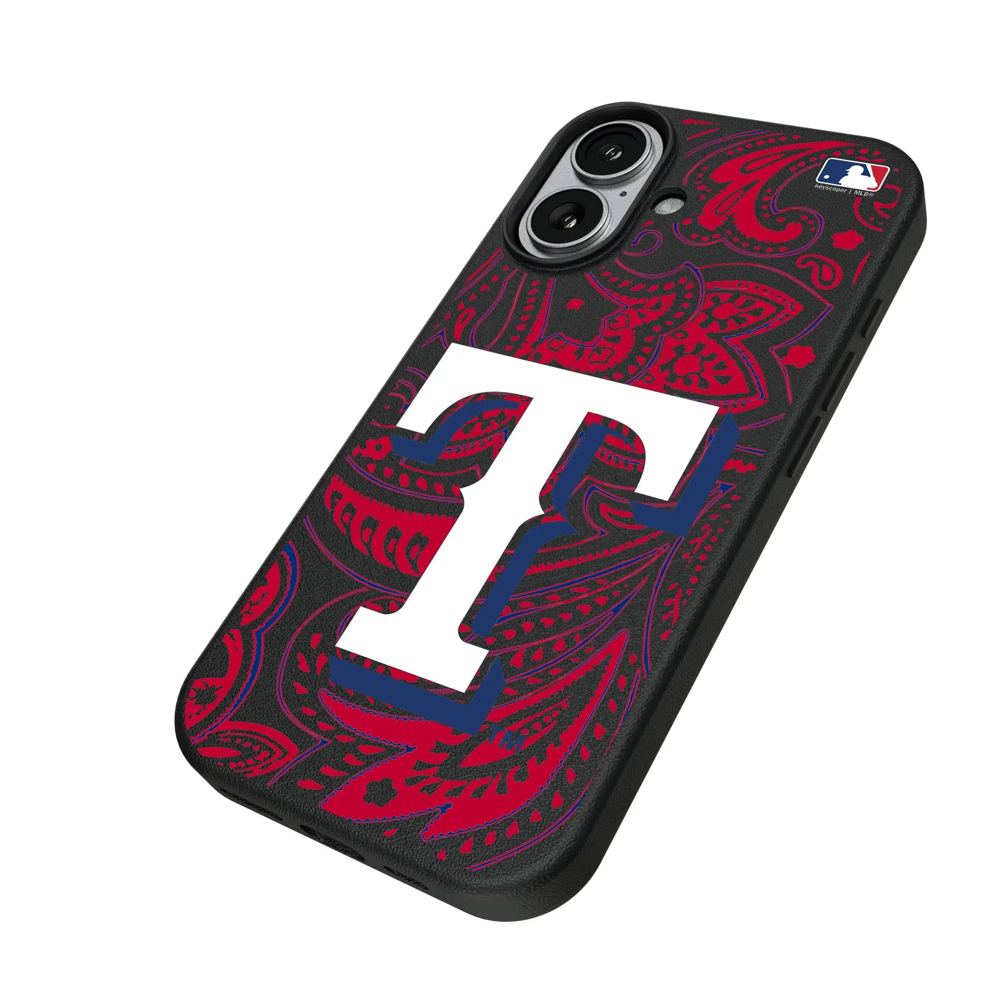 Texas Rangers Paisley iPhone MagSafe Compatible Phone Case for Apple iPhone - Isometric View#Device_iPhone 17