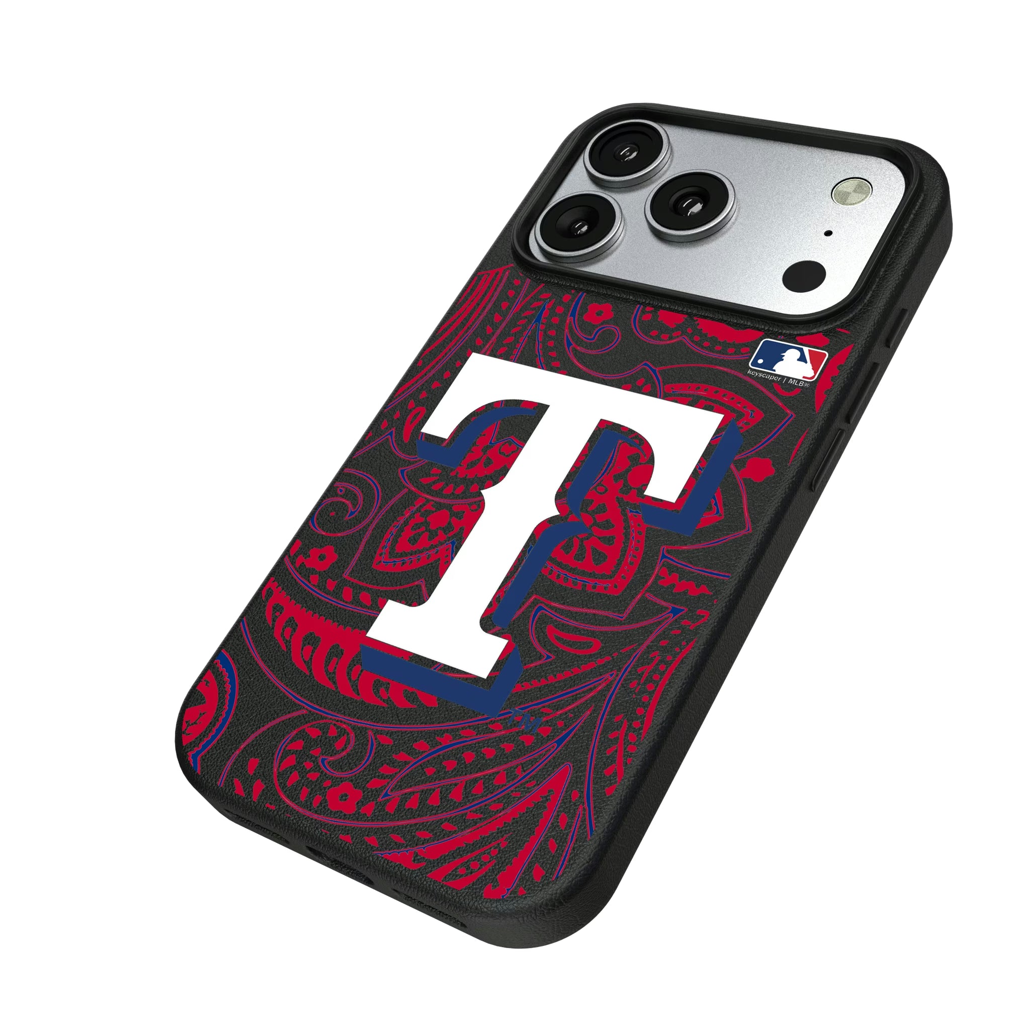 Texas Rangers Paisley iPhone MagSafe Compatible Phone Case for Apple iPhone - Isometric View#Device_iPhone 17 Pro