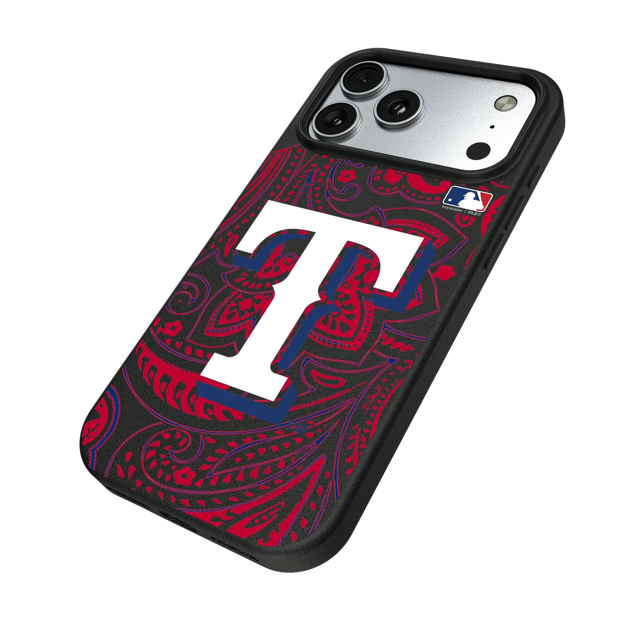 Texas Rangers Paisley iPhone MagSafe Compatible Phone Case for Apple iPhone - Isometric View#Device_iPhone 17 Pro Max