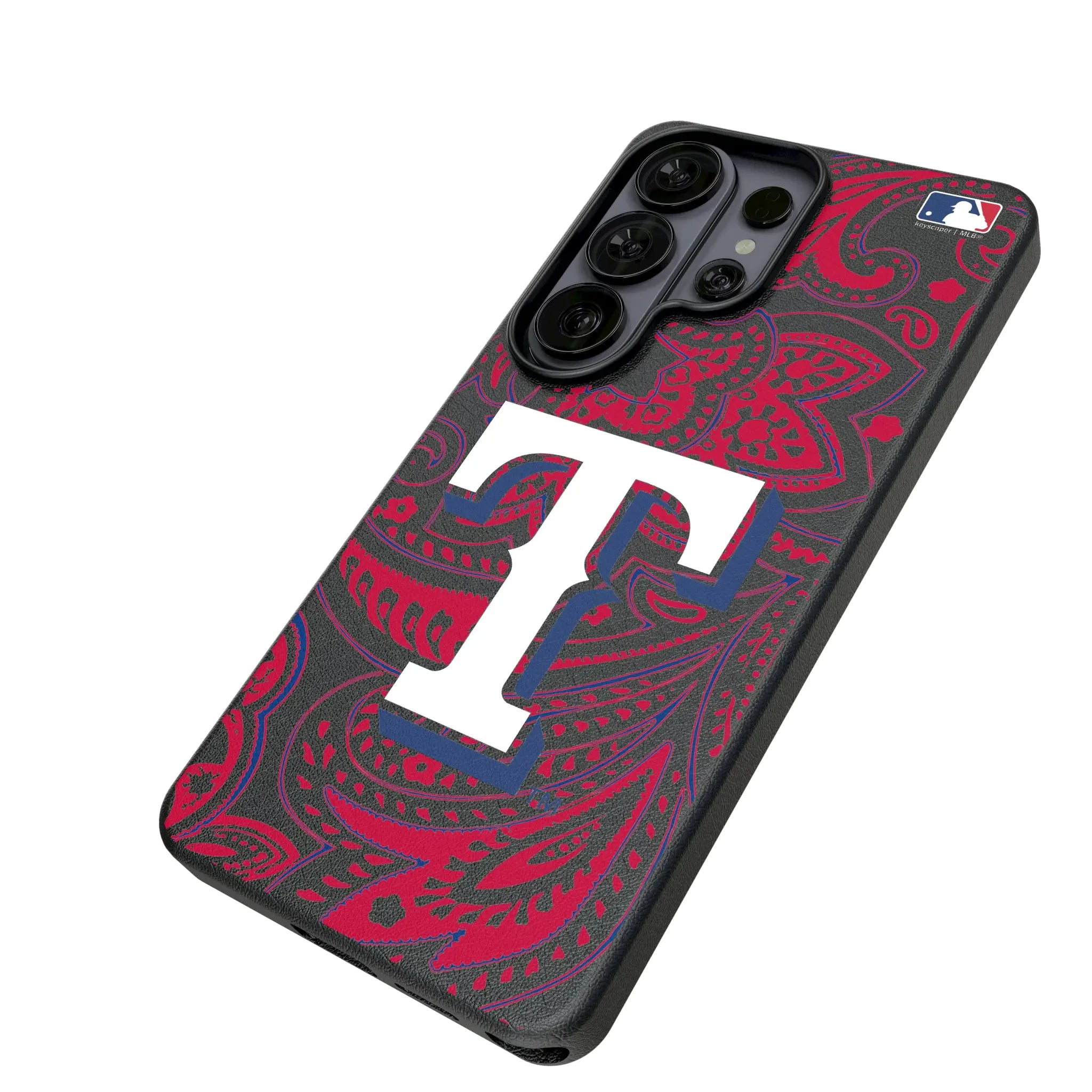 Texas Rangers Paisley Galaxy MagSafe Compatible Phone Case for Samsung Galaxy - Isometric View#Device_Galaxy S26 Ultra