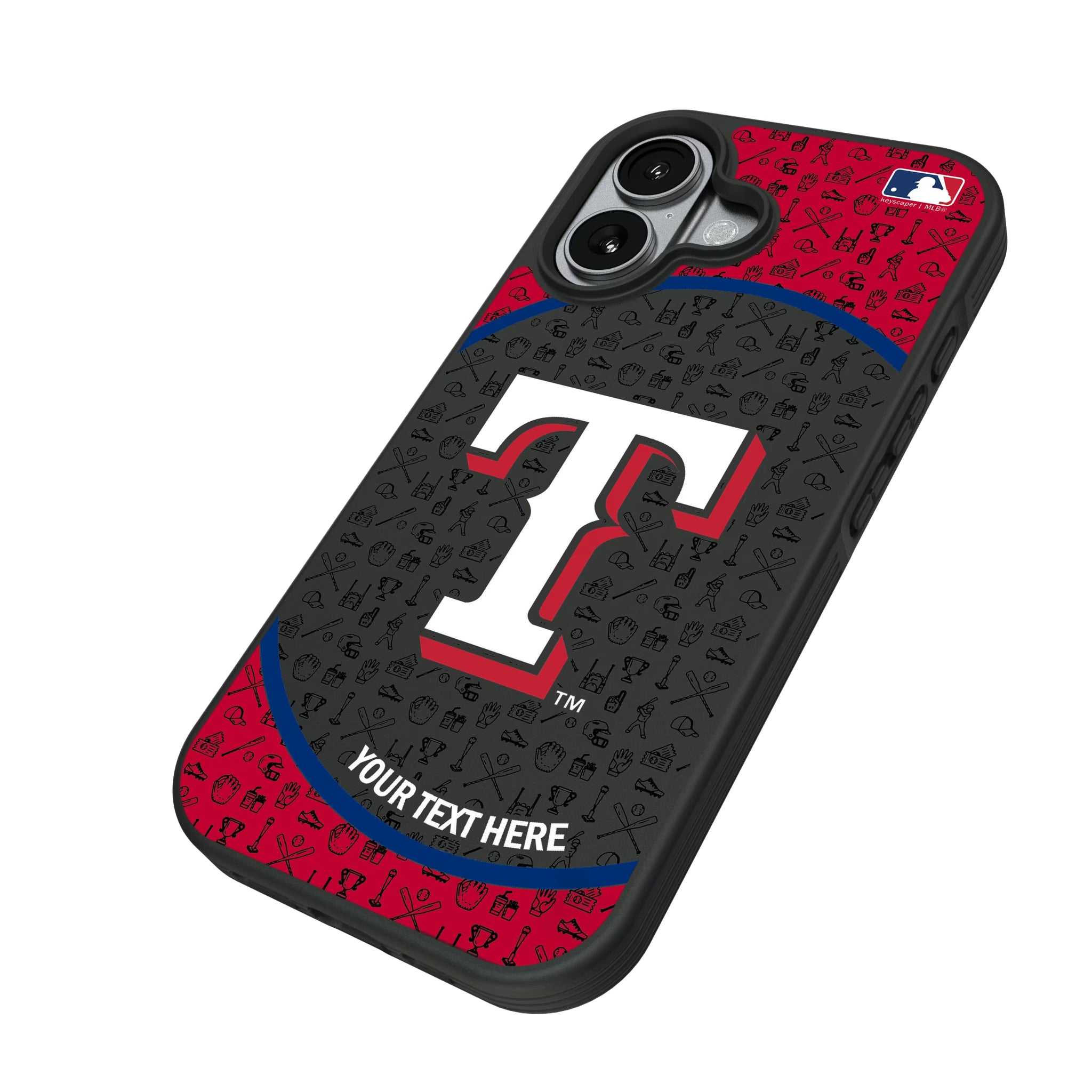 Texas Rangers Personalized Circle iPhone Bump Phone Case for Apple iPhone - Isometric View#Device_iPhone 17