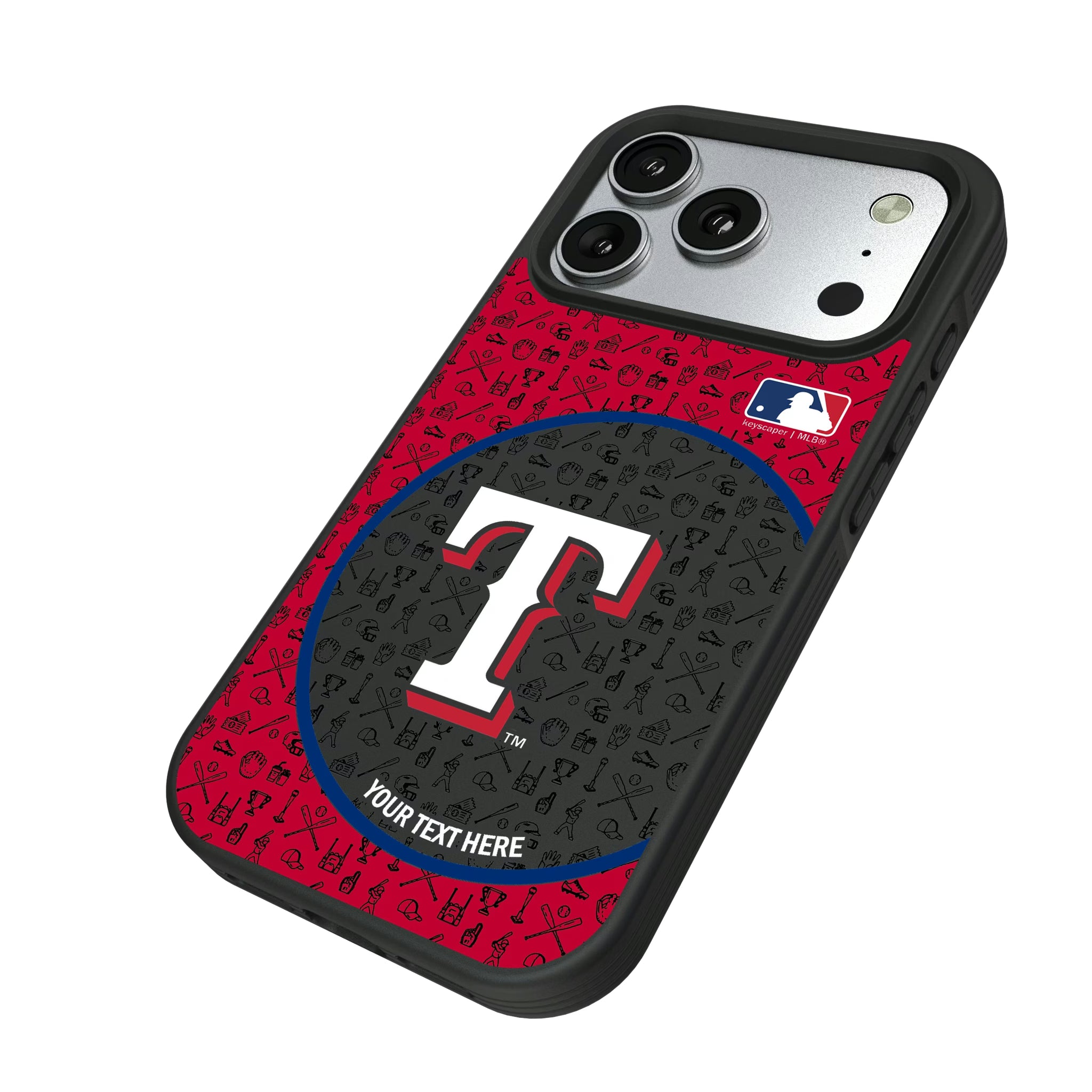 Texas Rangers Personalized Circle iPhone Bump Phone Case for Apple iPhone - Isometric View#Device_iPhone 17 Pro