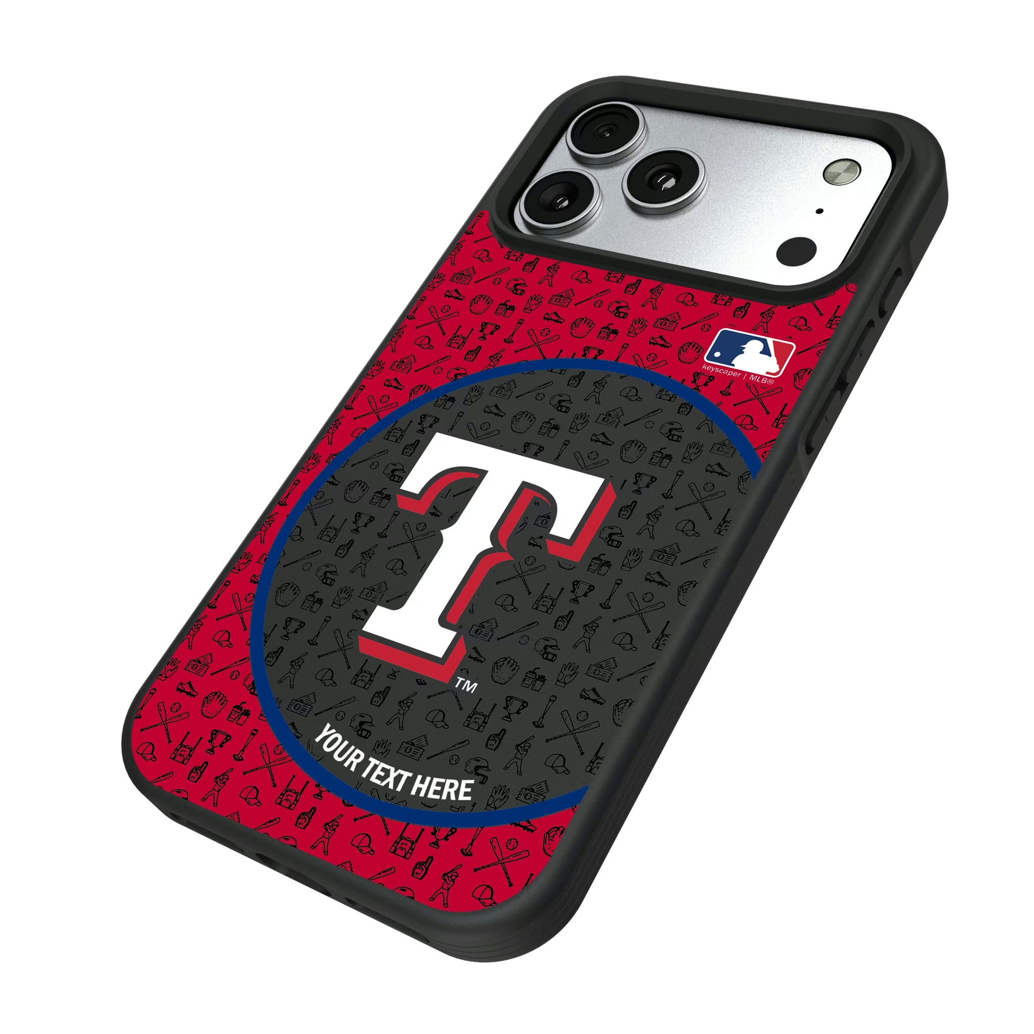 Texas Rangers Personalized Circle iPhone Bump Phone Case for Apple iPhone - Isometric View#Device_iPhone 17 Pro Max