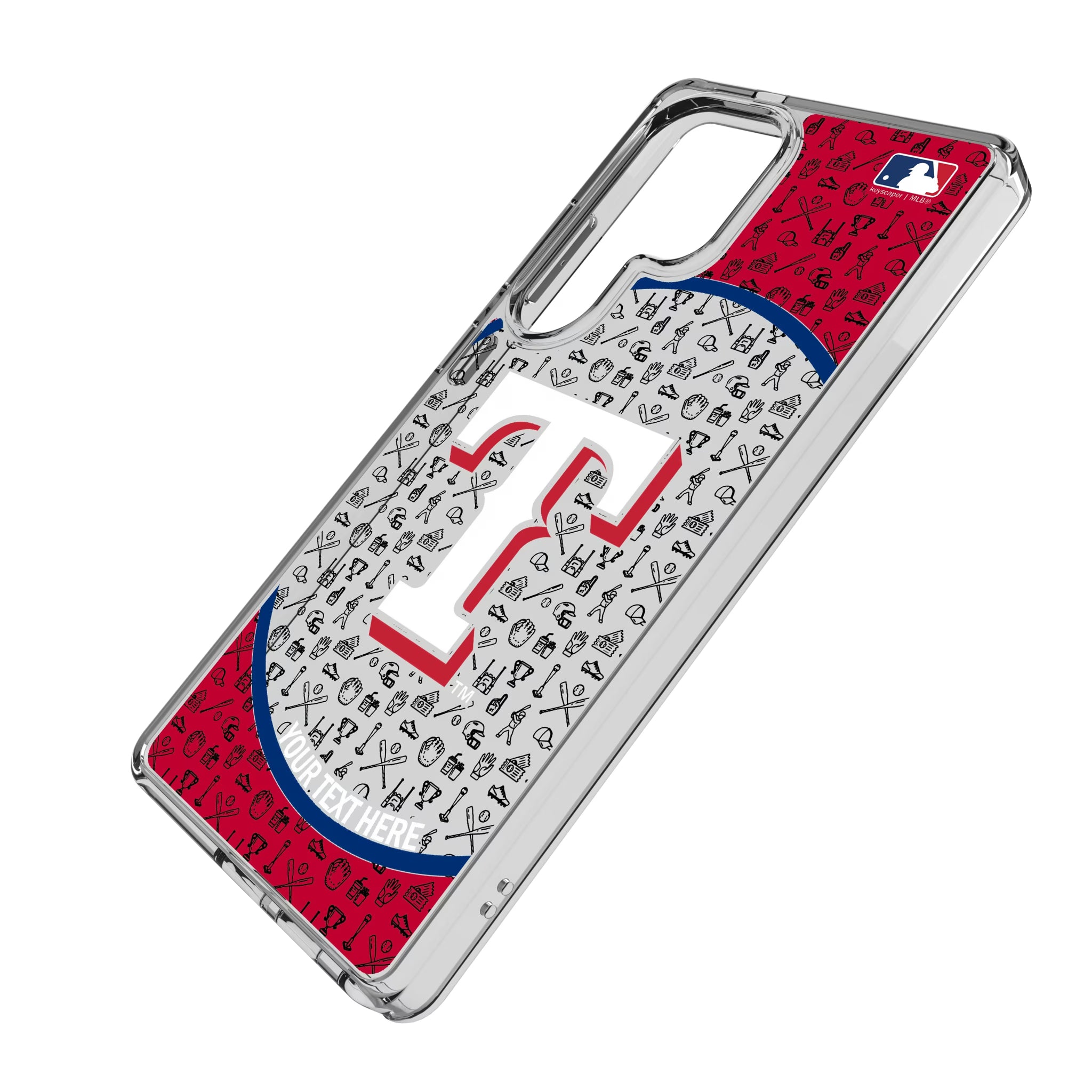Texas Rangers Personalized Circle Galaxy Clear Phone Case for Samsung Galaxy - Isometric View