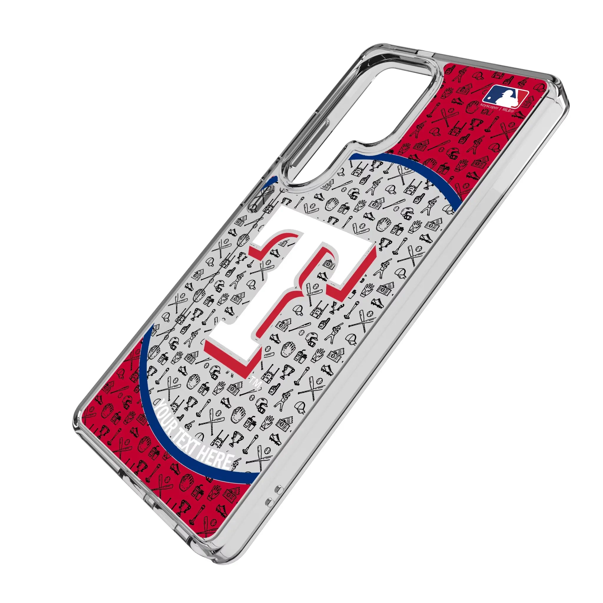 Texas Rangers Personalized Circle Galaxy Clear Phone Case for Samsung Galaxy - Isometric View#Device_Galaxy S25 Ultra