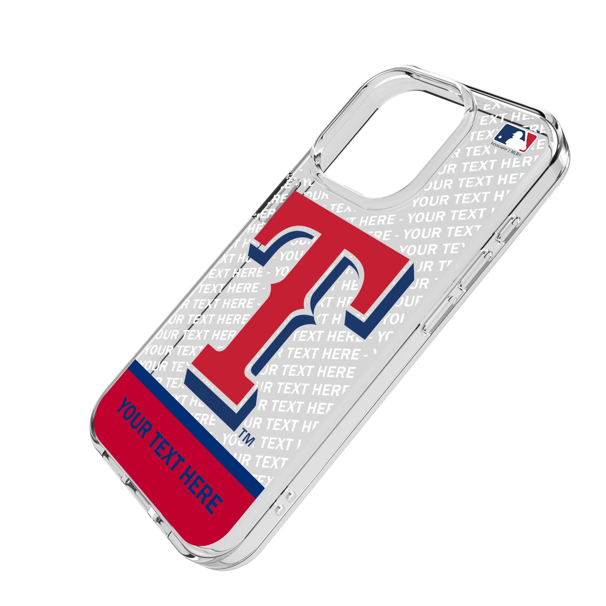 Texas Rangers Personalized EndZone Plus iPhone Clear Phone Case for Apple iPhone - Isometric View